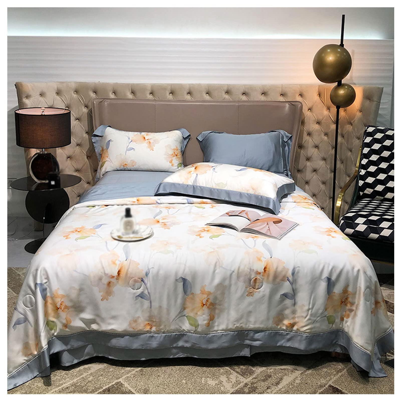 Premium 4-Piece 100% Tencel Bedding Set - Breathable Summer Comforter with Ice Silk Technology, Washable & Cooling Blanket for Air Conditioned Rooms (200x230cm) | Perfect for Hot Sleepers, Guest Rooms & Luxury Bedroom Decor