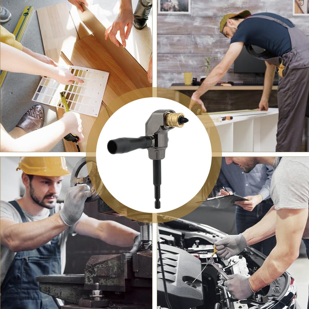 Durable 90 Degree Right Angle Drill Attachment - Detachable Right Angle Screwdriver Adapter for Cordless Drills & Impact Drivers - Perfect for Tight Spaces, DIY Projects, and Professional Construction Work