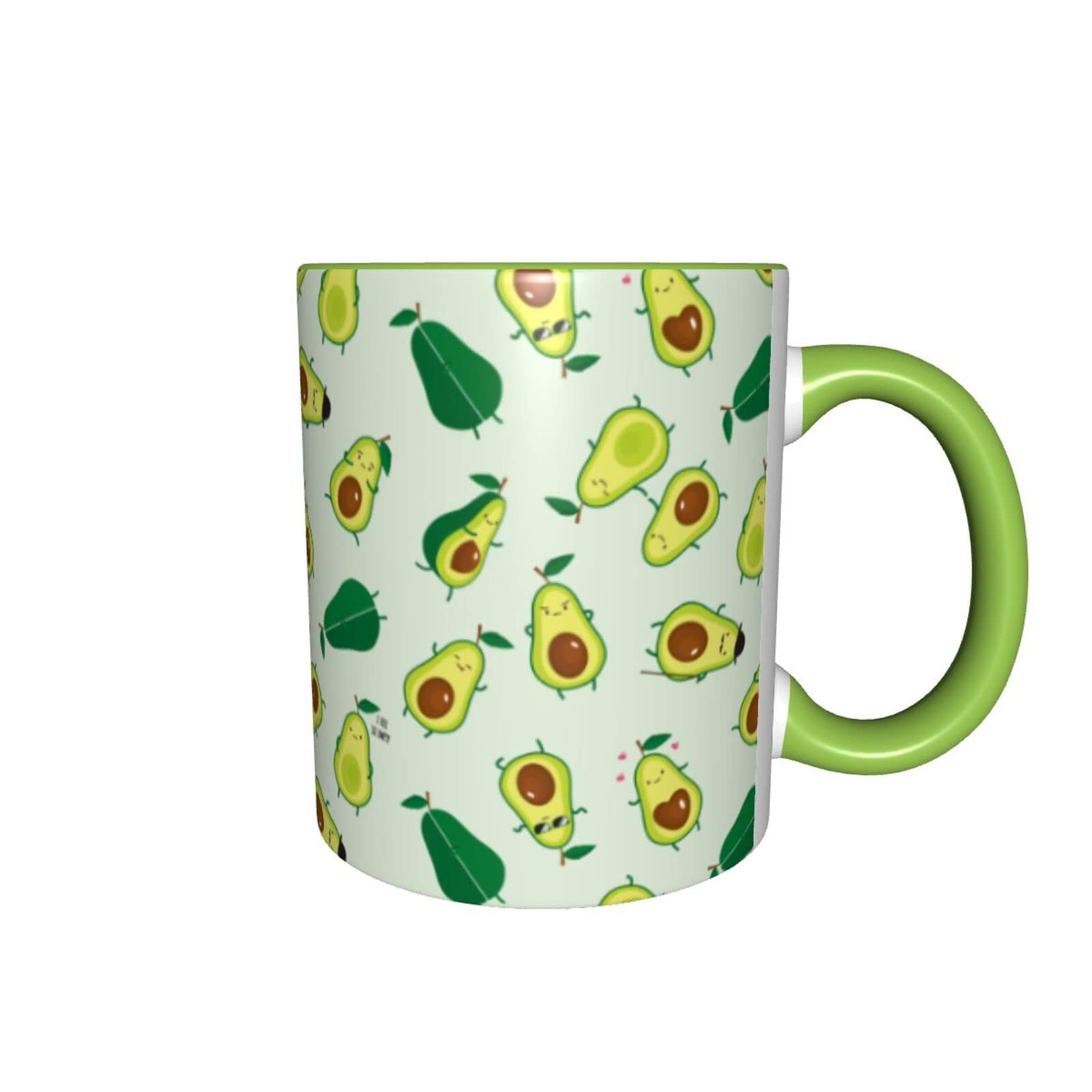 Funny Green Ceramic Avocado Coffee Mug with Handle - Dishwasher & Microwave Safe - Perfect for Home, Office & Gifts