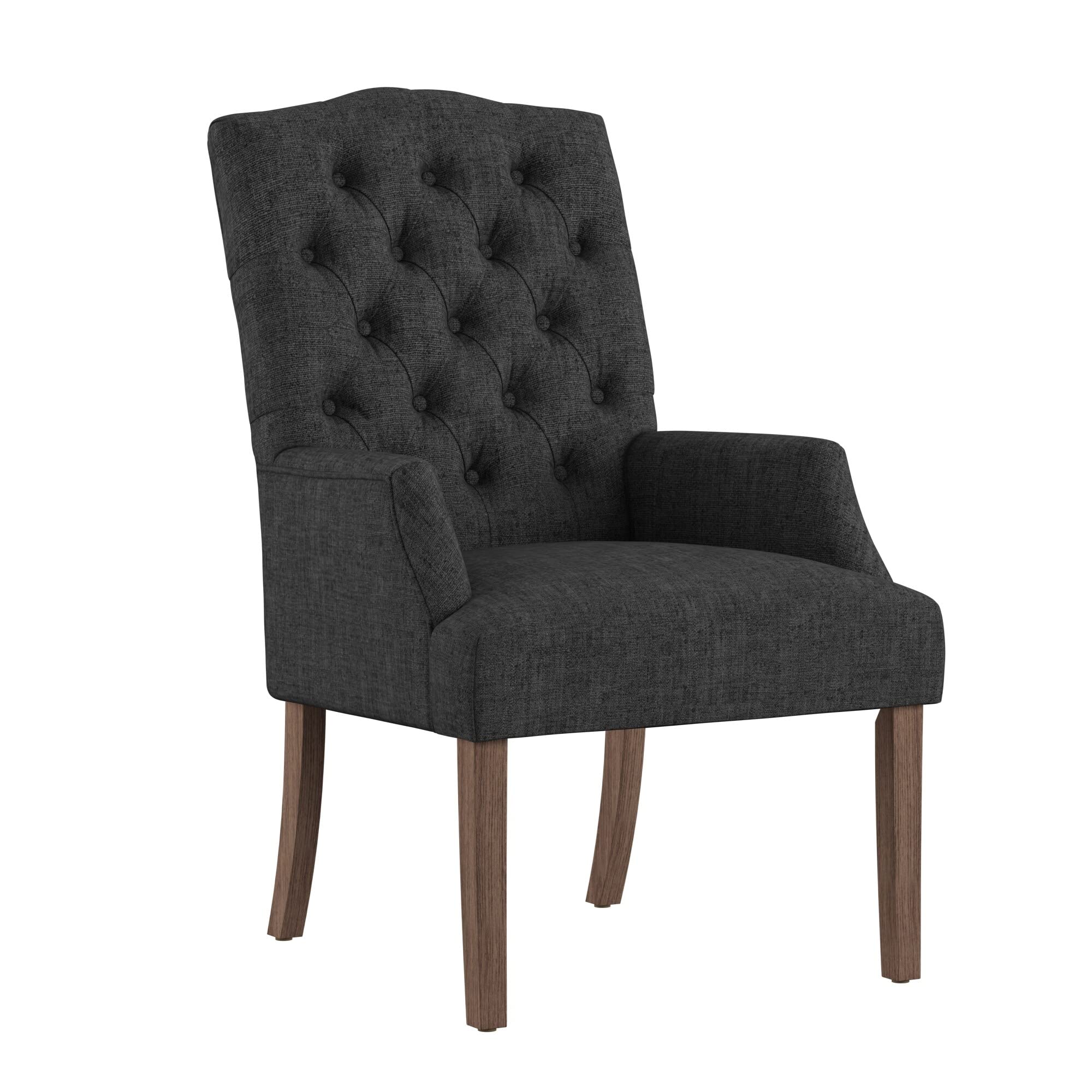 Artisan Dark Grey Linen Upholstered Dining Chair - Premium Tufted Foam Seat with Solid Wood Frame for Kitchen, Dining Room & Home Office | Inspire Q Benchwright Collection