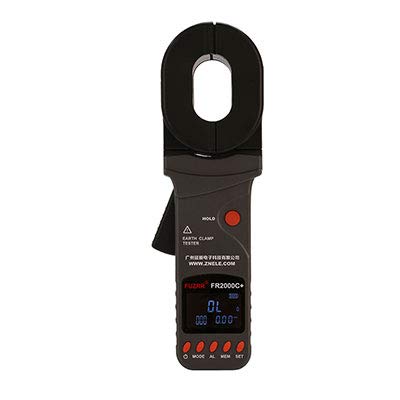 FR2000C+ 4-Digit LCD Digital Clamp Ground Resistance Tester - Multifunctional Earth Tester with 0.01Ω-1200Ω & 0.00mA-20.0A Measurement, USB Software - Perfect for Electrical Maintenance, Industrial Safety Testing and Power System Diagnostics