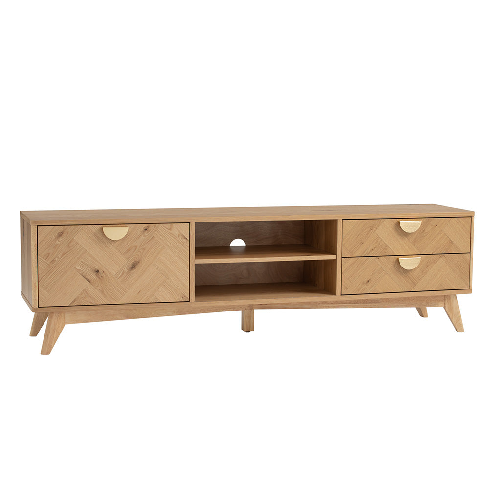 LOFTUS 180cm Oak Entertainment TV Stand - Modern TV Console for Living Room, Bedroom & Home Theater - Durable Oak Wood Media Center with Storage Shelves