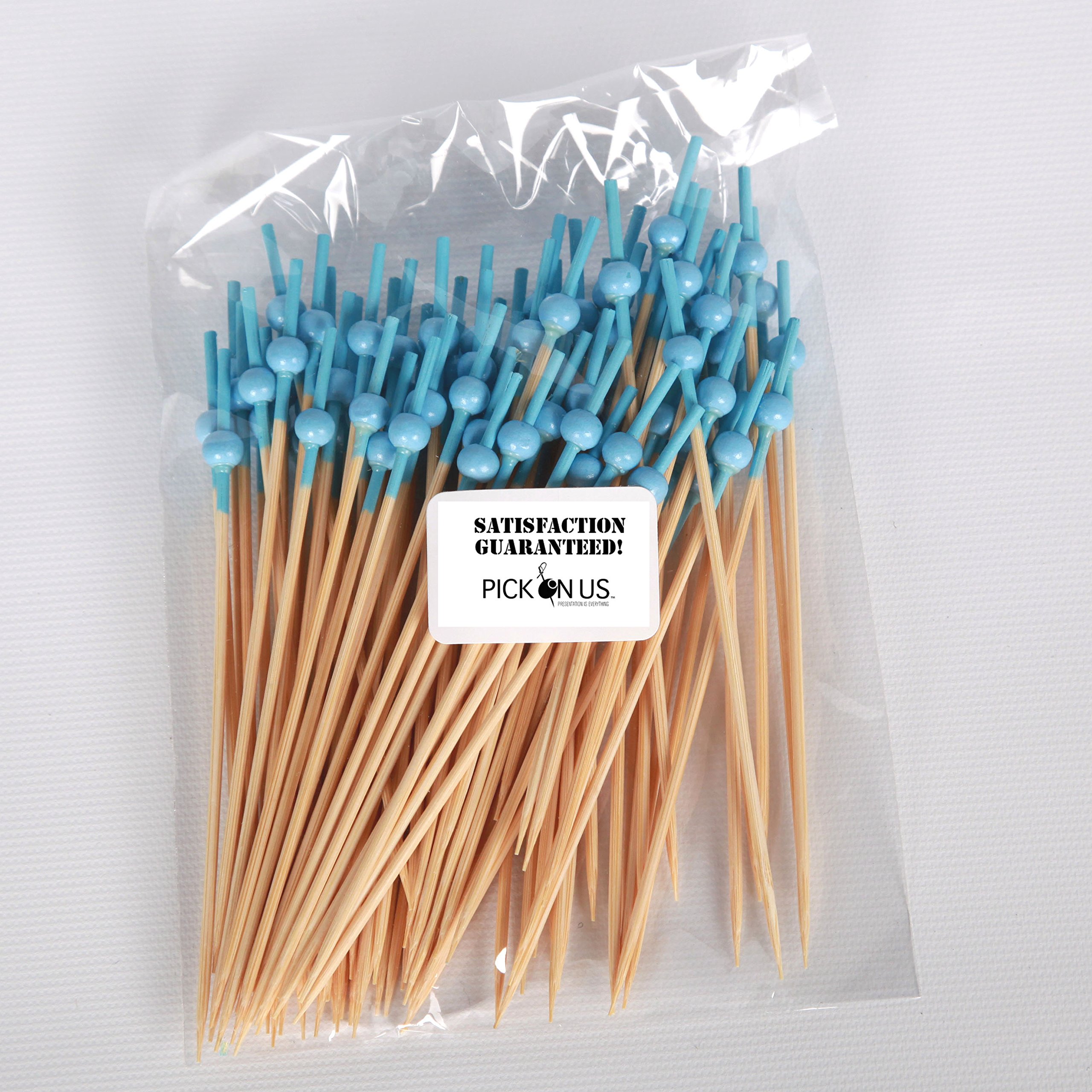 Light Blue Beaded Appetizer Picks - 4 3/4 Inch Sandwich & Cocktail Sticks - Set of 100 - Perfect for Party Platters, Charcuterie Boards & Drink Garnishes