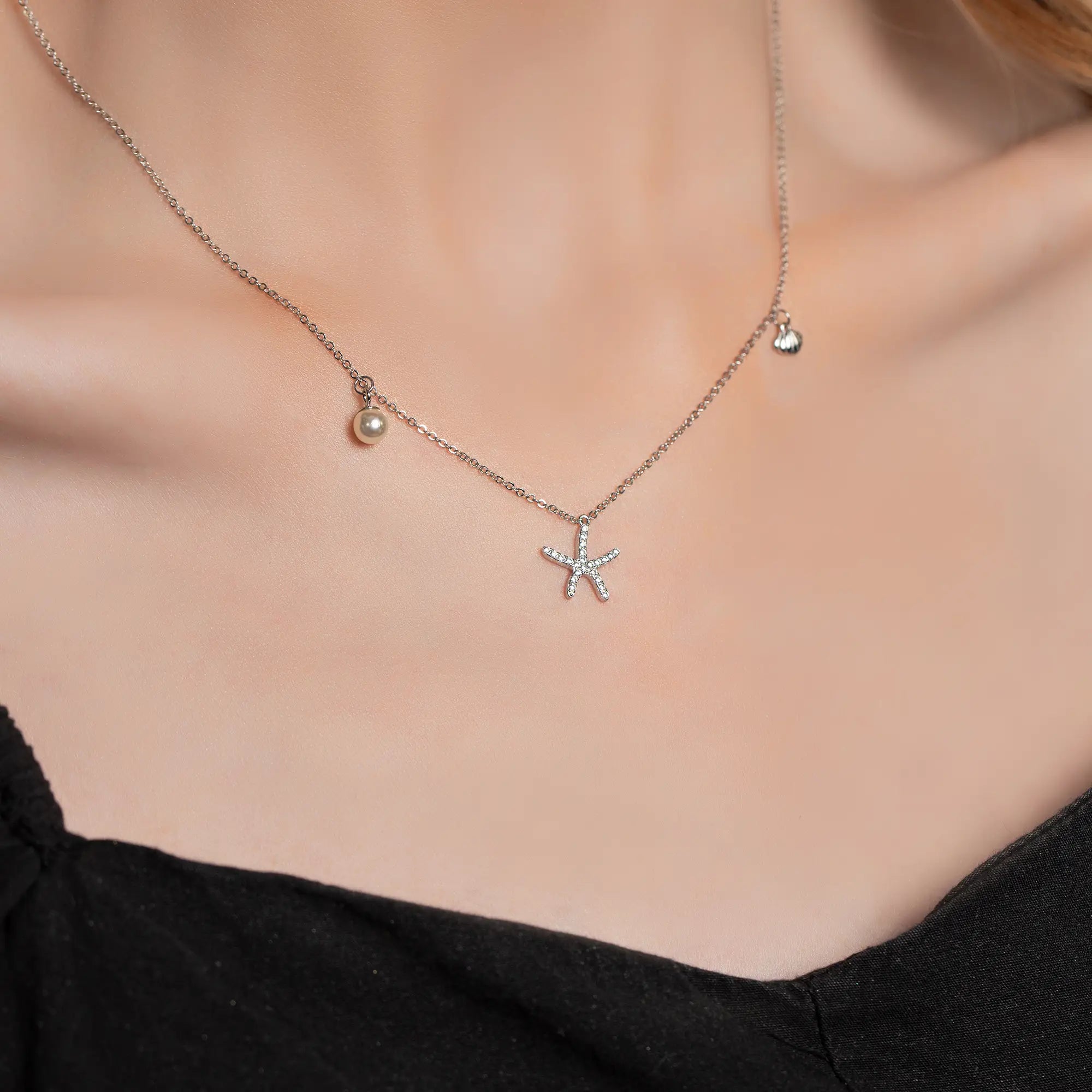 Starfish Pendant Necklace for Women - Sterling Silver Ocean Jewelry Gift for Beach Lovers, Summer Vacation & Coastal Style Accessories