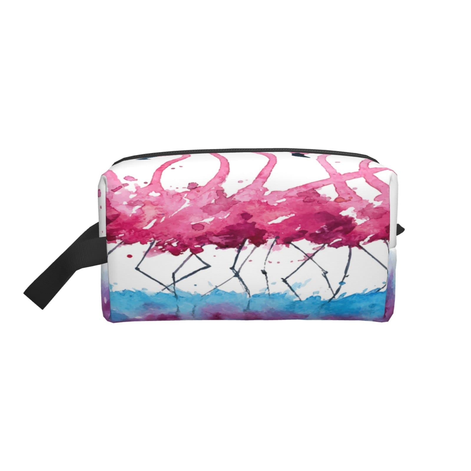 Wozukia Flamingo Toiletry Bag - Watercolor Painting Design, Abstract Freehand Texture Makeup Pouch for Travel | Cosmetic Storage Organizer for Women & Men | Perfect Gift for Beach Vacation, Gym, Business Trips