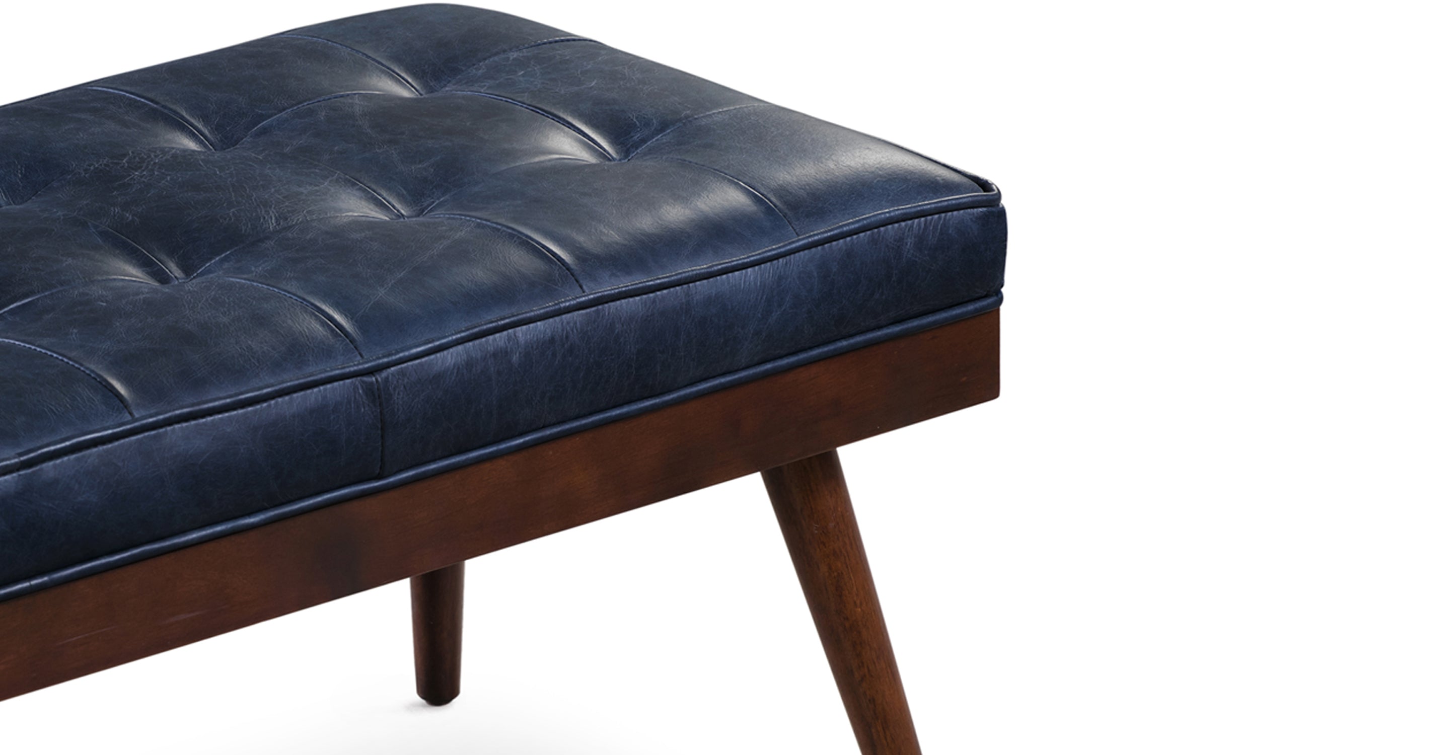 Luca Leather Bench - Modern Upholstered Storage Ottoman with Tufted Design for Living Room, Bedroom, or Entryway - Durable Faux Leather Seat with Sturdy Wooden Legs - Perfect for Extra Seating, Footrest, or Stylish Home Decor