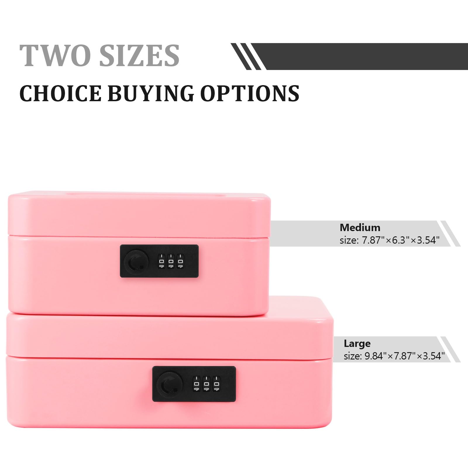 Medium Metal Cash Box with Combination Lock - Durable Money Saving Organizer with Money Tray, Security Lock Safe Box for Office, Small Business, Home & Retail (7.87 x 6.3 x 3.54 inches) - Perfect for Cash Management, Deposit Storage & Daily Transactions