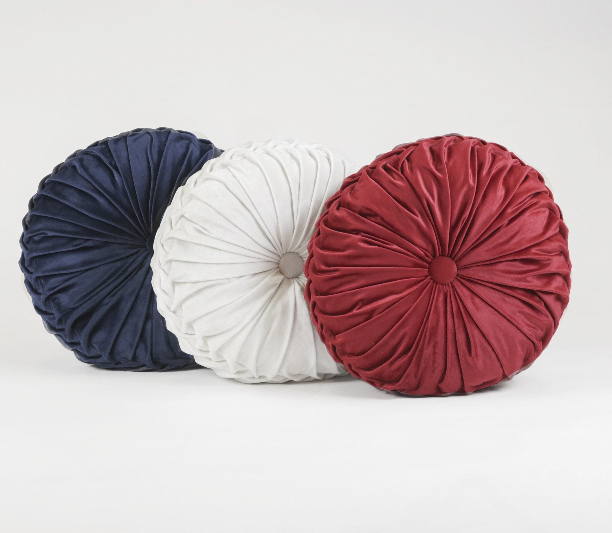 Round Pleated Soft Velvet Throw Pillow - Elegant Home Decor for Sofa, Bed & Couch - Cozy Accent Pillow for Living Room, Bedroom & Nursery