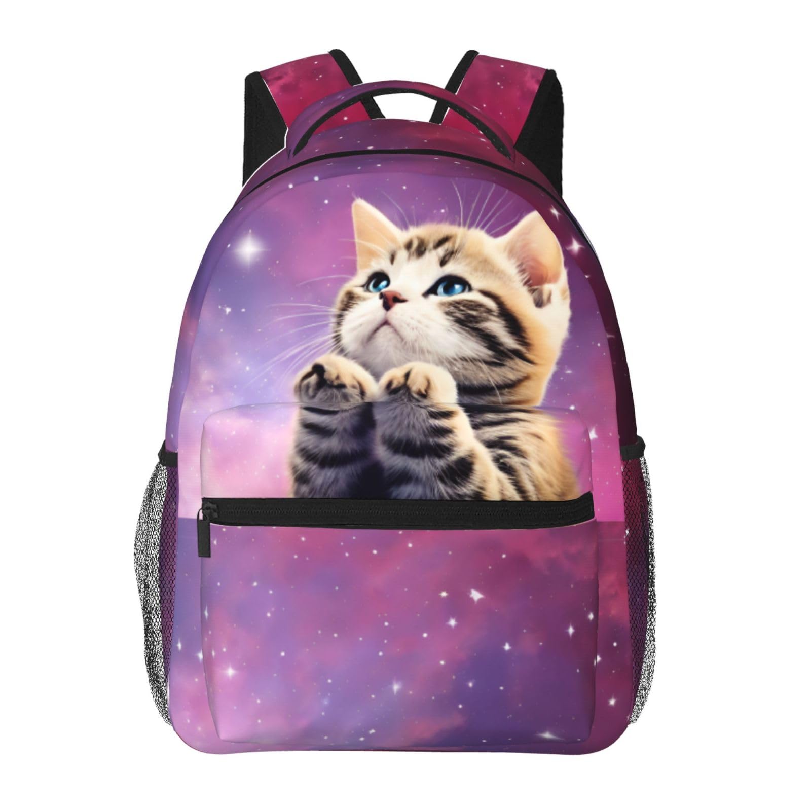 Dujiea 17 Inch Cute 3D Cat Galaxy Kitty Laptop Backpack - Waterproof School Bookbag for Women & Teens, Travel Shoulder Bag with Chest Strap - Perfect for College, Work, Commuting & Daily Use