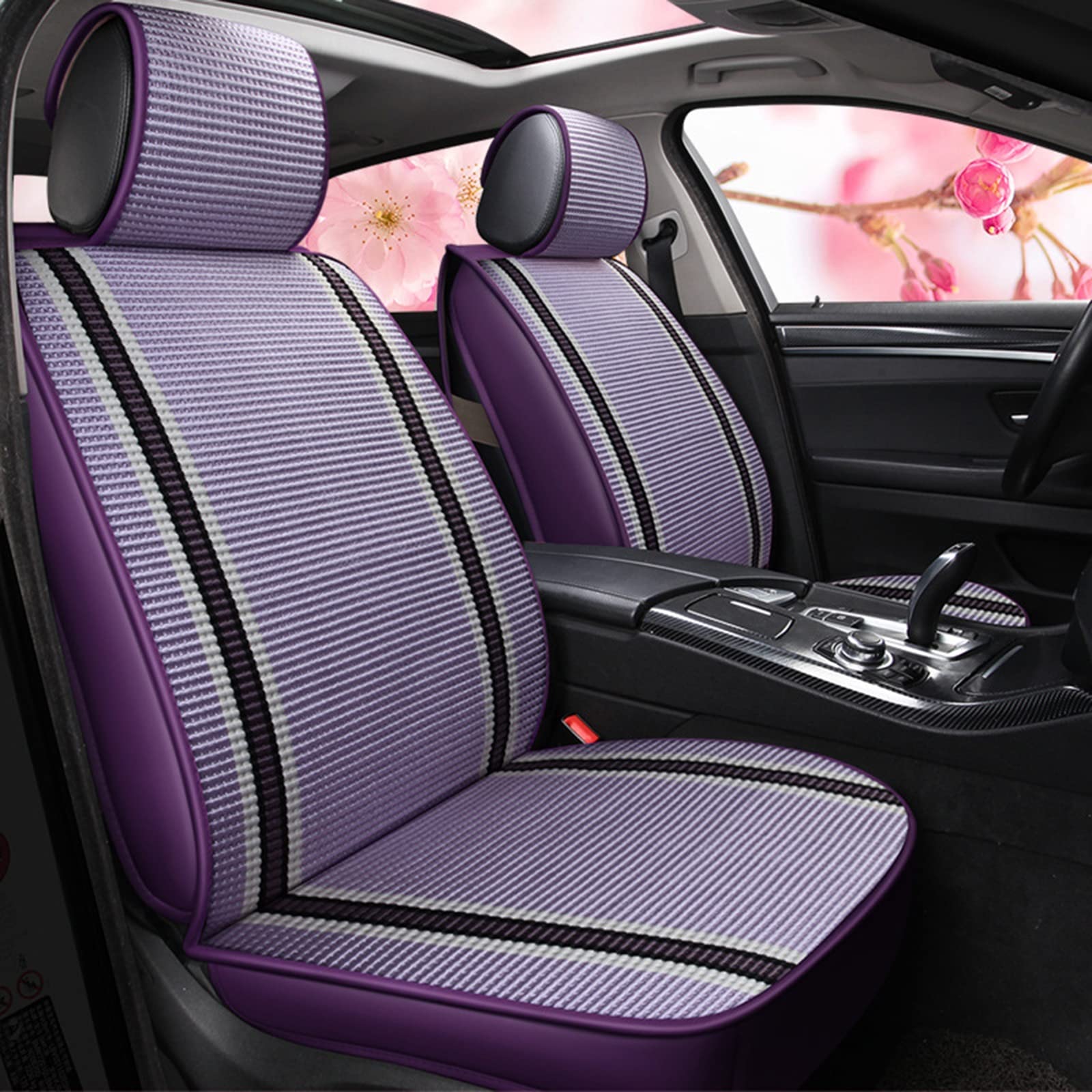 **Zhangtaolf 5-Piece Summer Car Seat Covers – Full Waterproof, Breathable Ice Silk Fabric, Airbag Compatible – Universal Fit for Most Cars – Purple – Perfect for Road Trips & Daily Commutes**