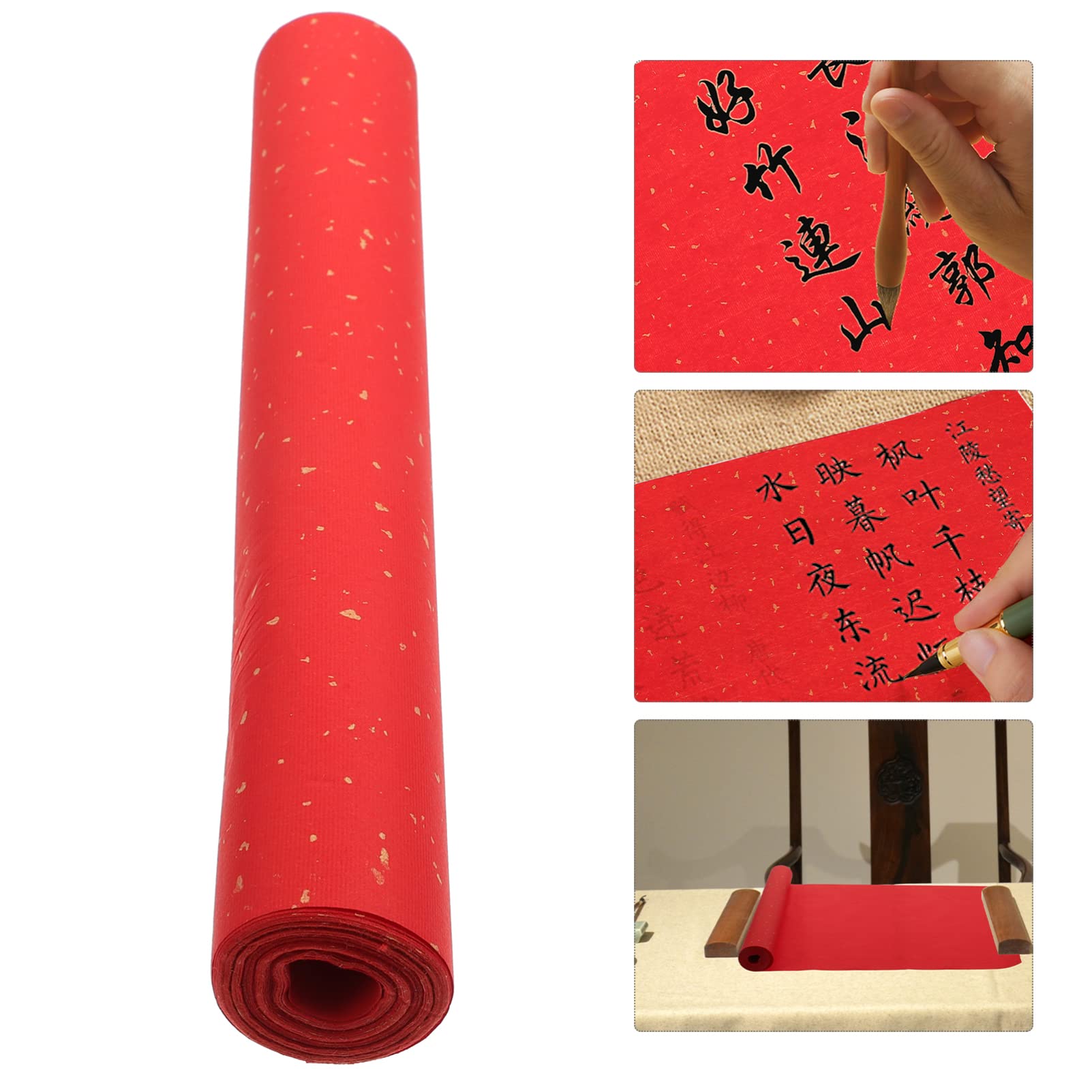 Premium Chinese Xuan Paper for Calligraphy & Painting - 35cm x 20m Red Rice Paper, Blank Calligraphy Scrolls, Chunlian/Duilian Paper - Perfect for Traditional Brush Writing, Art Projects, and Home Decoration