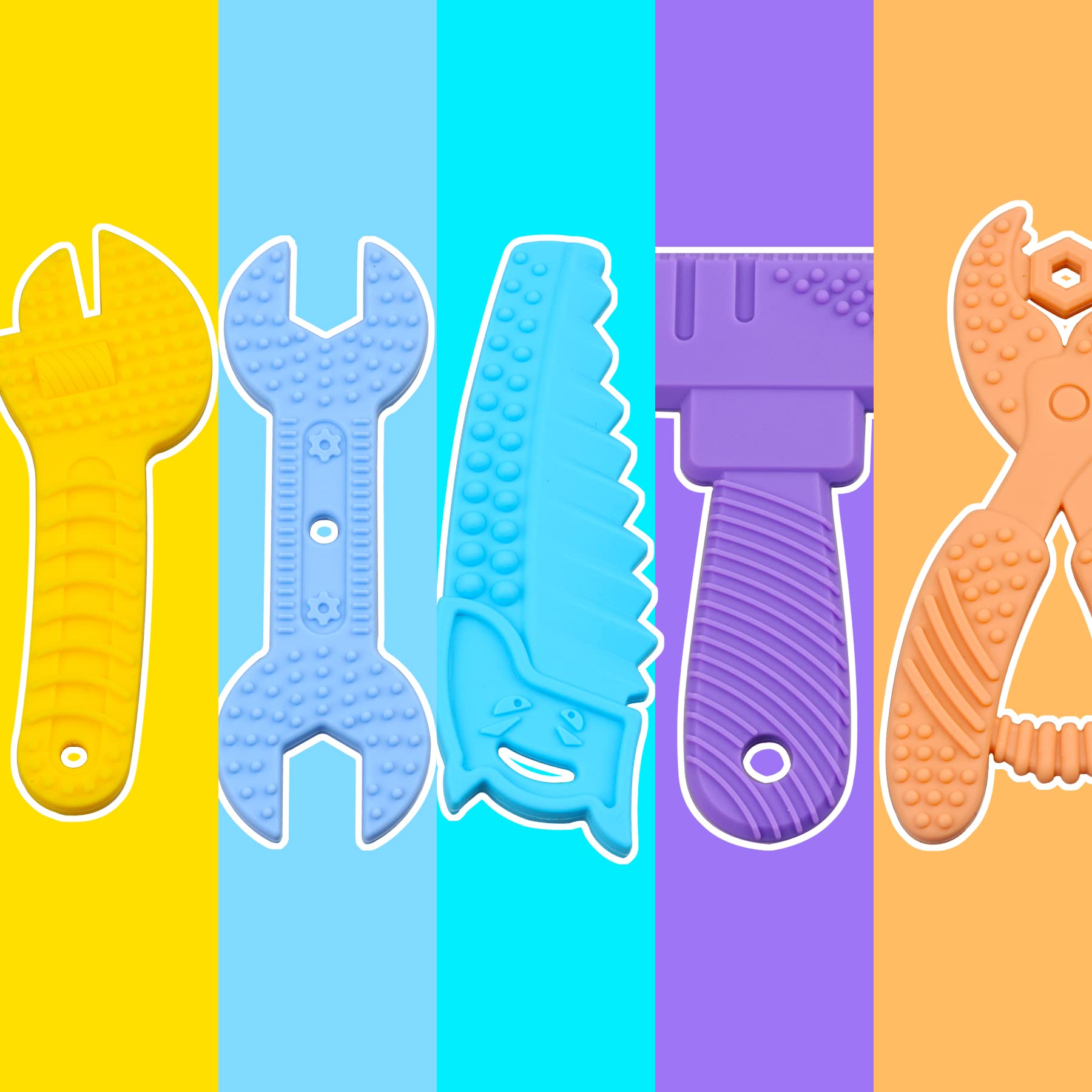 5PCS Baby Teething Toys for 0-6 Months - BPA Free Silicone Sensory Teether Set for Soothing Sore Gums | Perfect for Home, Travel & Daycare Use