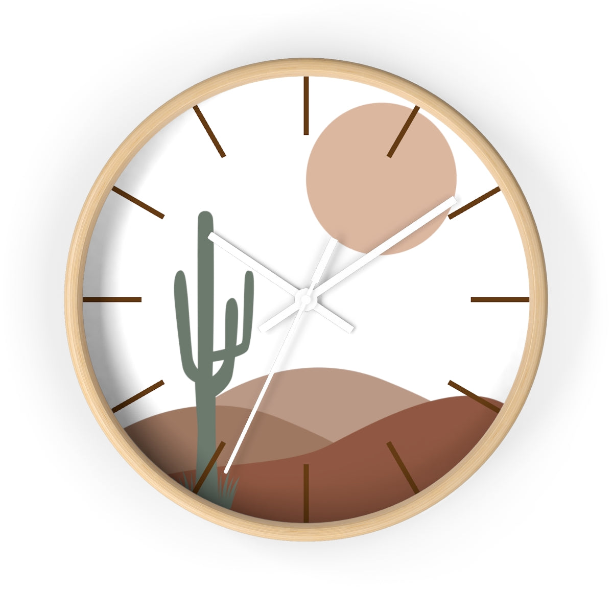 Bohemian Desert Scene Wall Clock - Silent Non-Ticking Battery Operated Rustic Wall Decor for Living Room, Bedroom & Office
