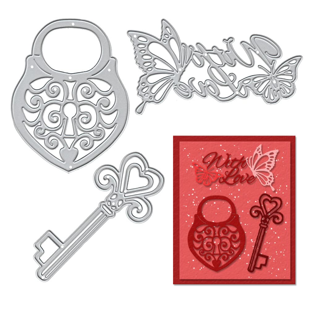 Valentine's Day Metal Cutting Dies - Butterfly Lock Die Cuts for DIY Scrapbooking, Card Making, Photo Albums & Craft Decoration | Embossing Stencil Template Tool for Paper Cards & Handmade Gifts | Perfect for Valentine's Crafts, Wedding Invitations & Home Decor
