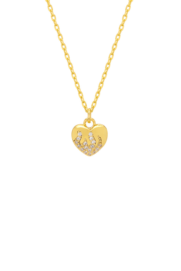 CZ Flame Heart Pendant Necklace - Elegant Cubic Zirconia Jewelry for Women | Perfect for Valentine's Day Gifts, Anniversary Presents & Romantic Occasions