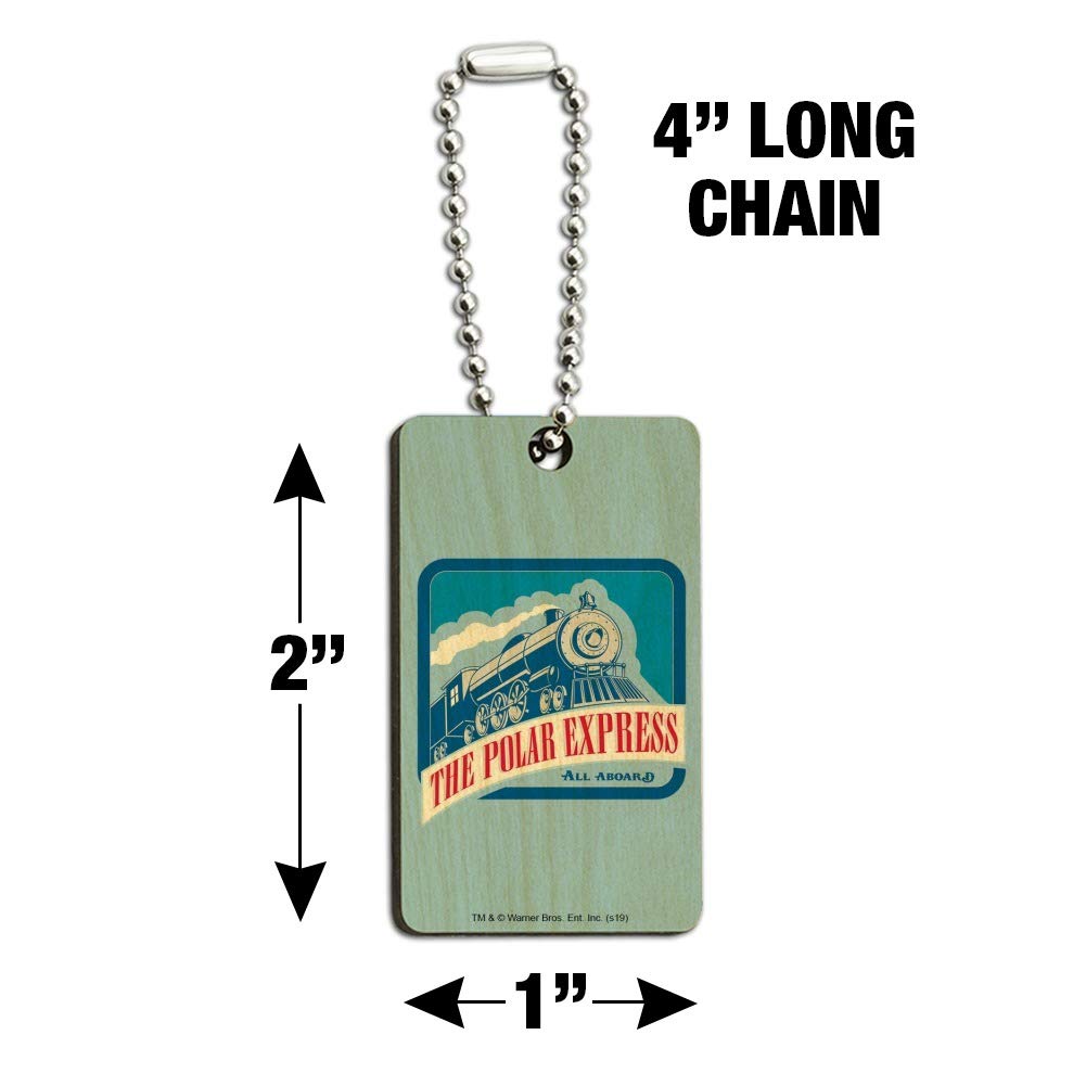 The Polar Express All Aboard Wooden Rectangle Keychain - Engraved Train Key Ring Gift for Christmas, Travel & Movie Fans - Perfect for Holiday Gifts, Keychains Collection & Train Enthusiasts