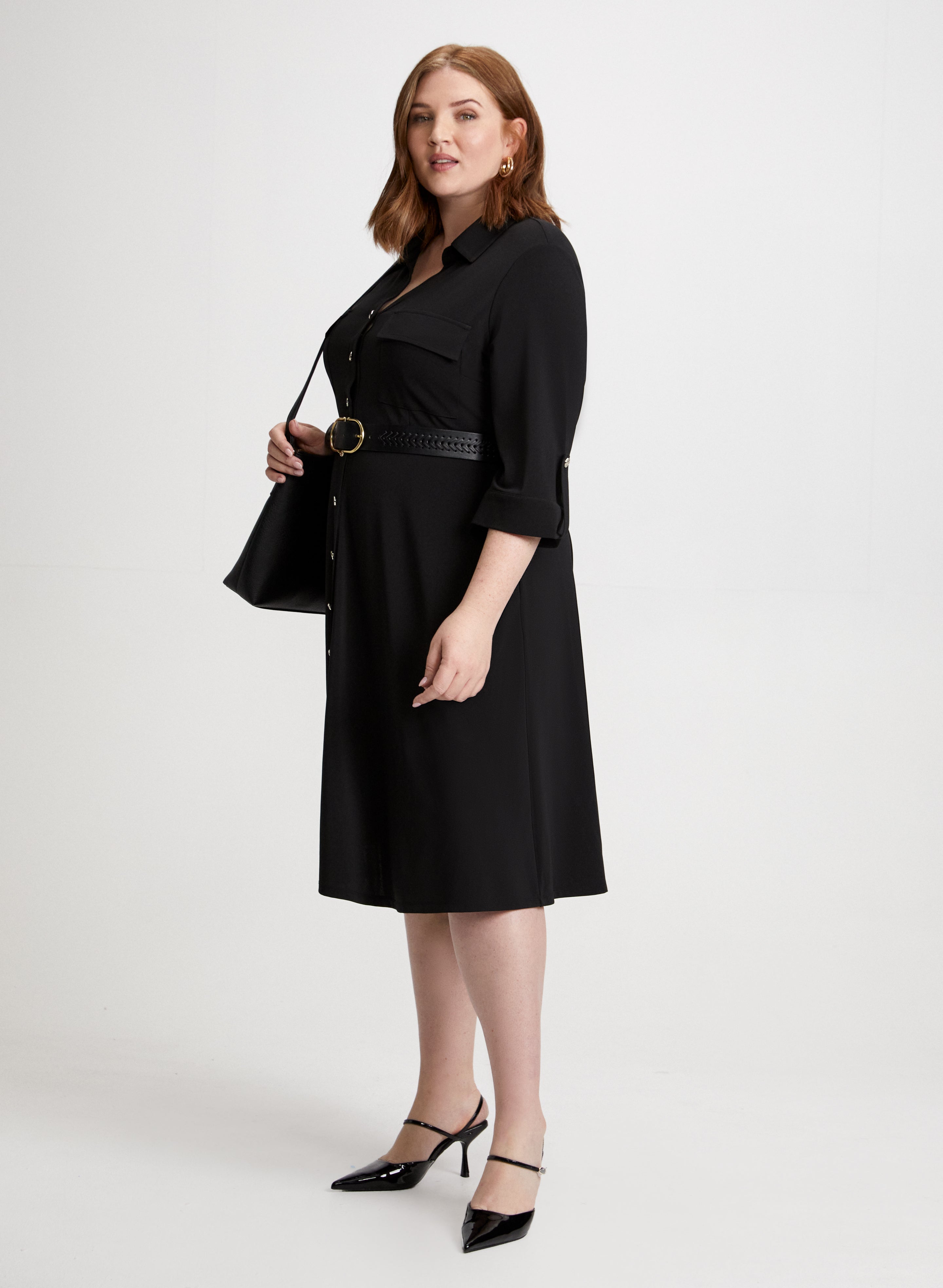 Stylish Button Front Dress with Matching Bag - Perfect for Casual Outings, Work, and Special Occasions
