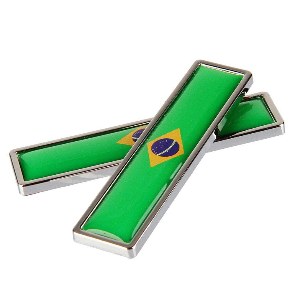 1 Pair 3D Brazilian Flag Metal Car Stickers - Aluminum Auto & Motorcycle Decals for Trunk, Body, and Styling | Perfect for National Pride, Car Shows, and Personalizing Your Vehicle
