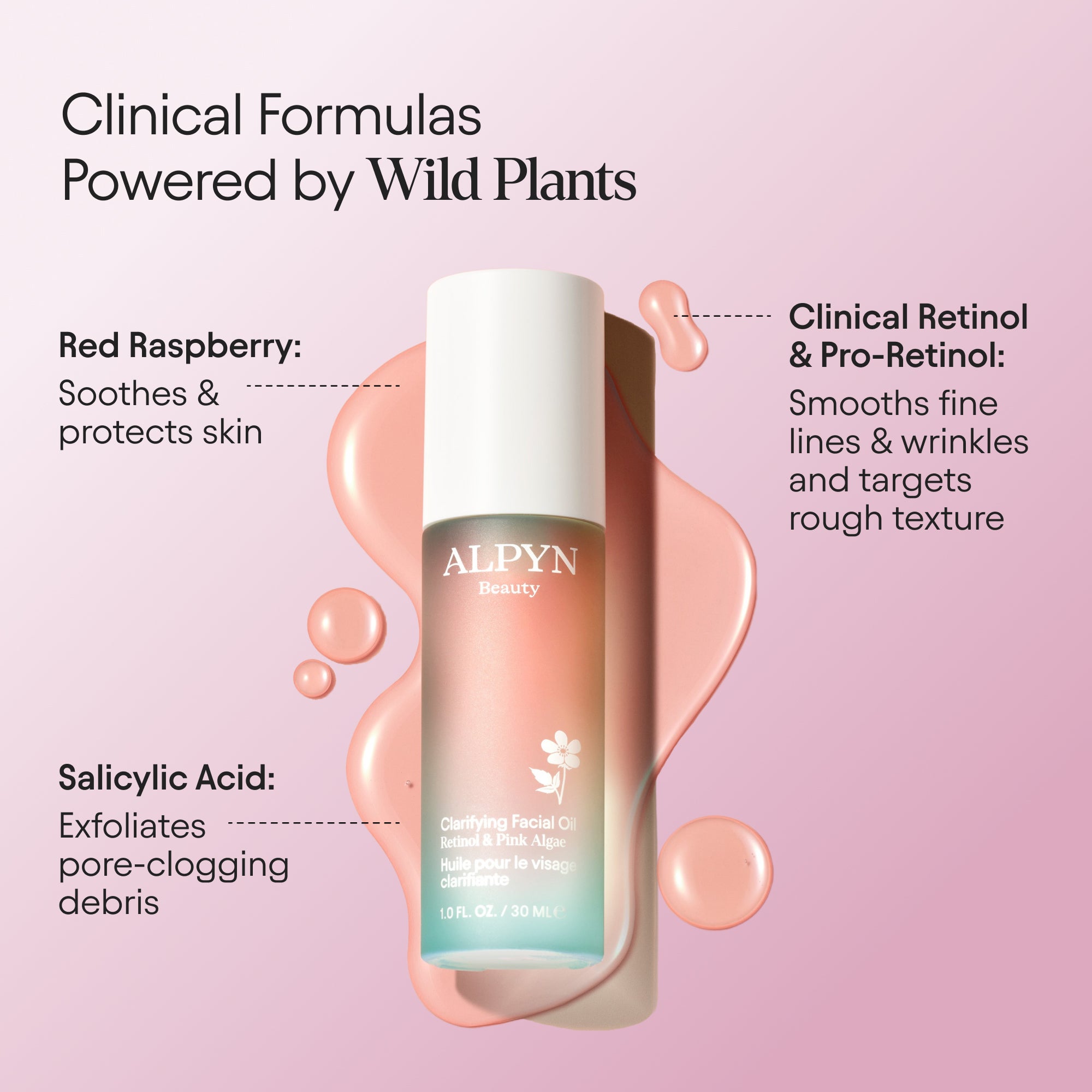 Clarifying Facial Oil with Retinol & Pink Algae - Anti-Aging, Brightening & Hydrating Skincare for Glowing Skin - Perfect for Night Routine & Dry Skin Care