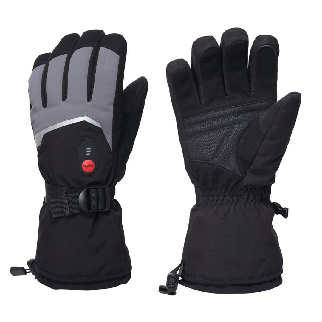 Heated Motorcycle Gloves - Goat Skin Leather, 3-Level Temperature Control, Waterproof Electric Gloves for Winter Riding & Outdoor Sports