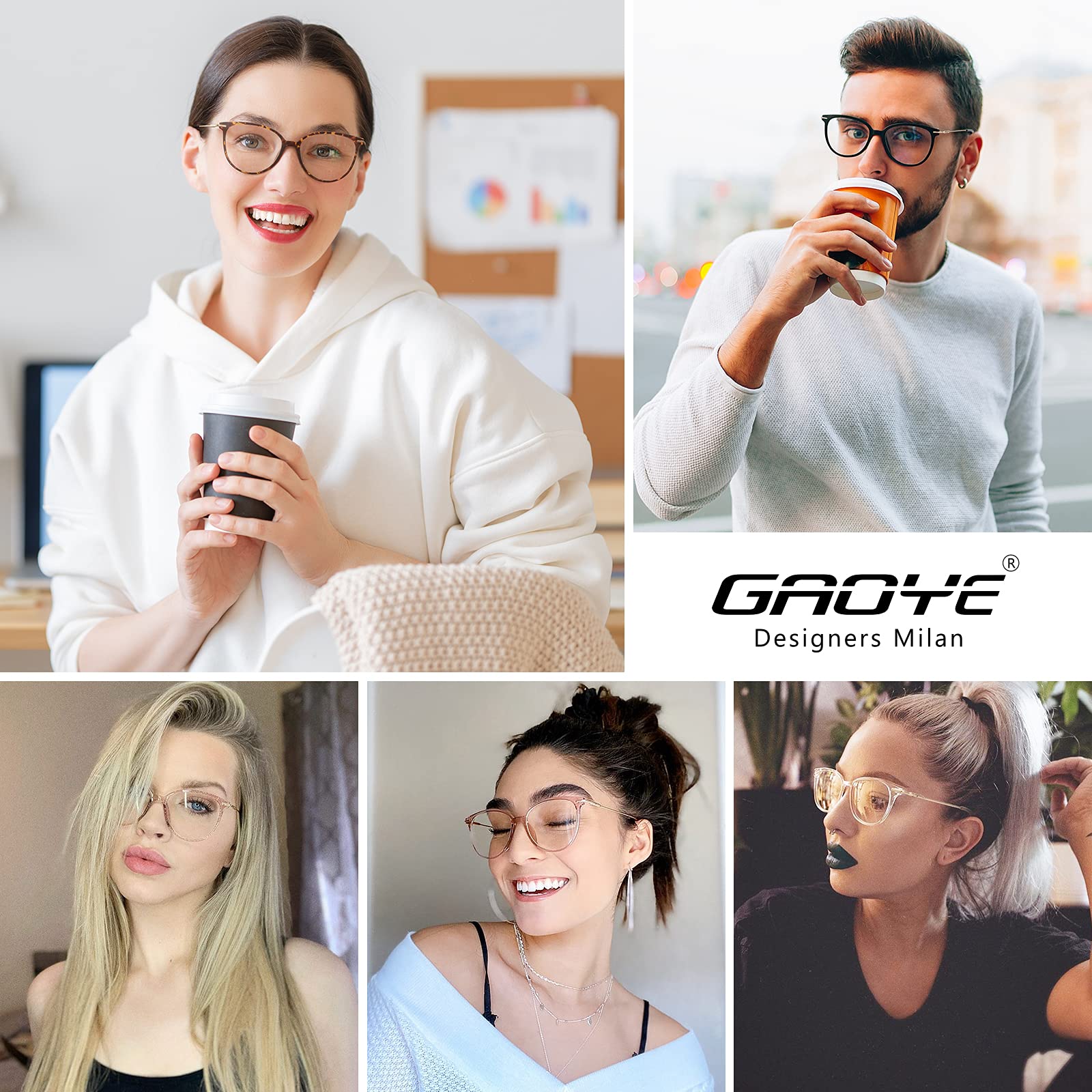 Gaoye Blue Light Blocking Glasses for Women & Men - Fashion Cat Eye Computer Gaming Glasses with UV Protection (Transparent Frame & Lens) - Reduce Eye Strain for Office Work & Screen Time