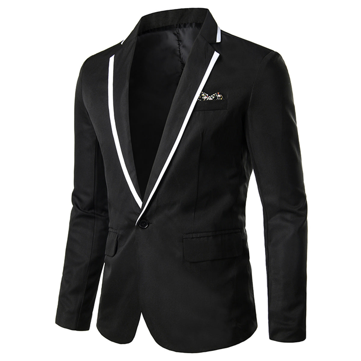 Men's Slim Fit One Button Solid Color Casual Blazer Jacket - Black | Business Casual & Office Wear | Perfect for Work, Weddings & Formal Events