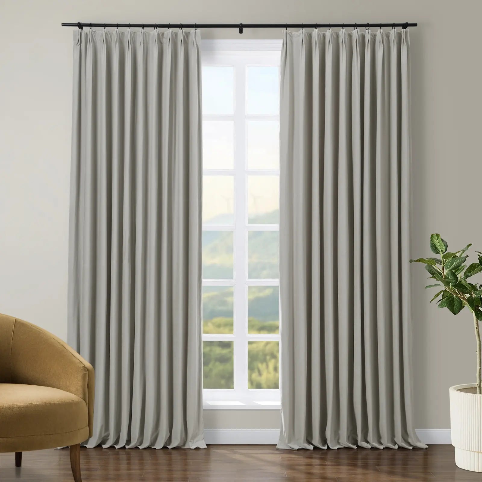 Premium Velvet Curtains - Blackout Thermal Insulated Pleated Drapes for Living Room & Bedroom - Soft Luxury Window Treatments for Home Decor & Noise Reduction