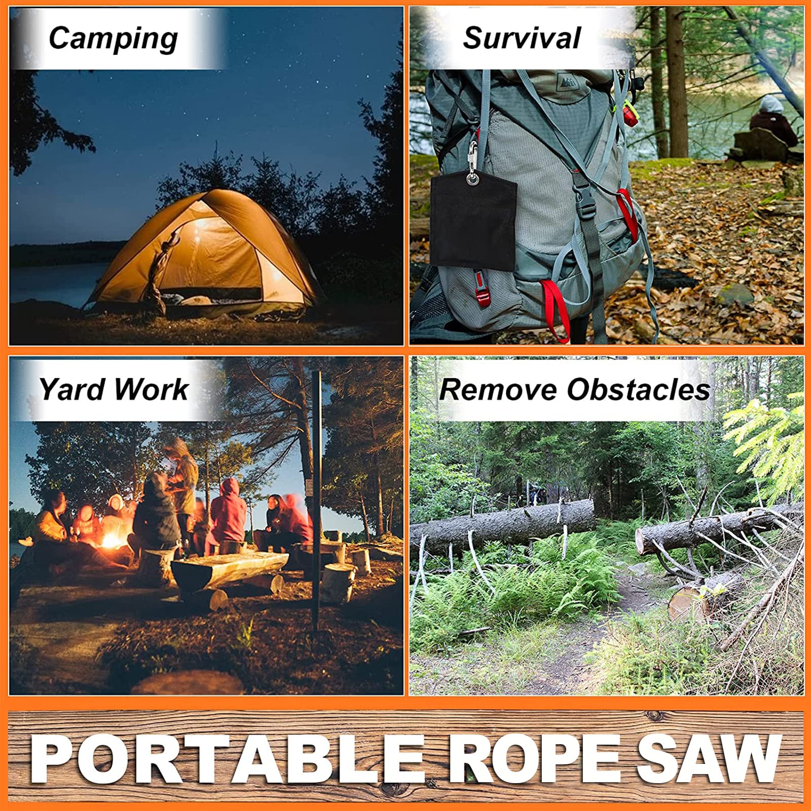 55 Inch Rope Chainsaw with 72 Sharp Teeth & 45.6 Feet Paracord Kit - YOJOR Upgraded Tree Limb Cutter for High Branches | Perfect for Camping, Gardening, and Emergency Tree Trimming