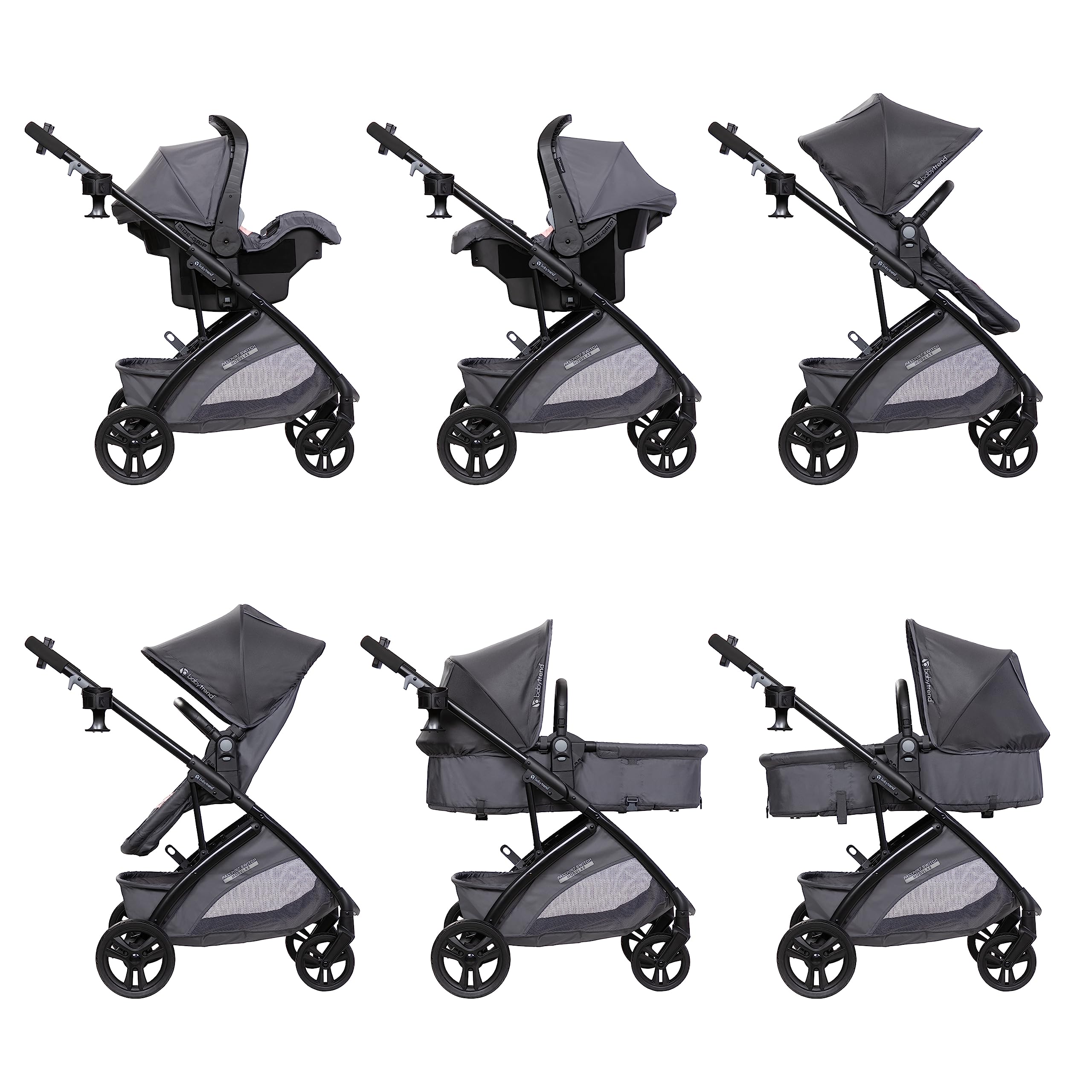 Baby Trend Passport® Switch 6-in-1 Modular Stroller Travel System with EZ-Lift™ PLUS Infant Car Seat - Dash Pink | Convertible Stroller for Newborn to Toddler | Perfect for Travel, Shopping & Daily Outings