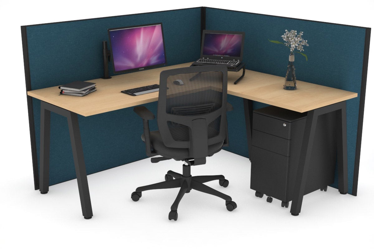 Horizon Quadro A Legs L-Shaped Corner Office Desk - 1800L x 1450W - Modern Home Office Furniture for Small Spaces & Workstations - Perfect for Remote Work, Gaming & Study Setup