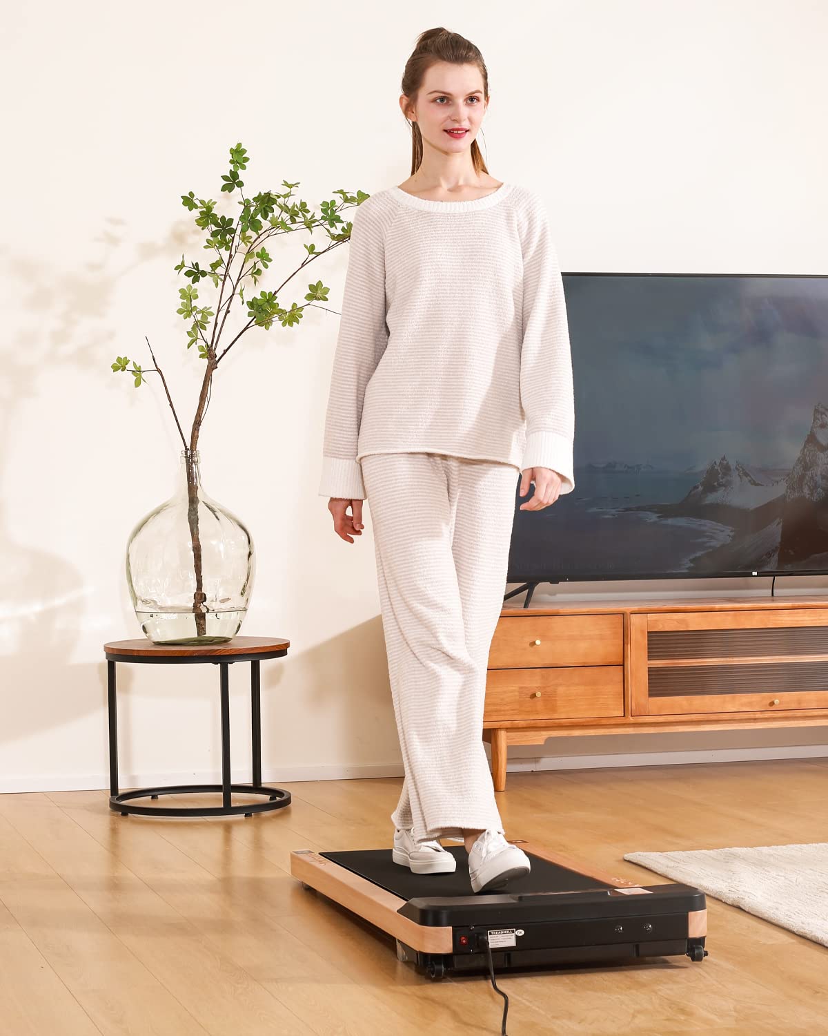 Maksone Under Desk Treadmill - Quiet Wooden Walking Pad with Remote Control, No Installation Required | Perfect for Home Office, Small Spaces & Low-Impact Exercise