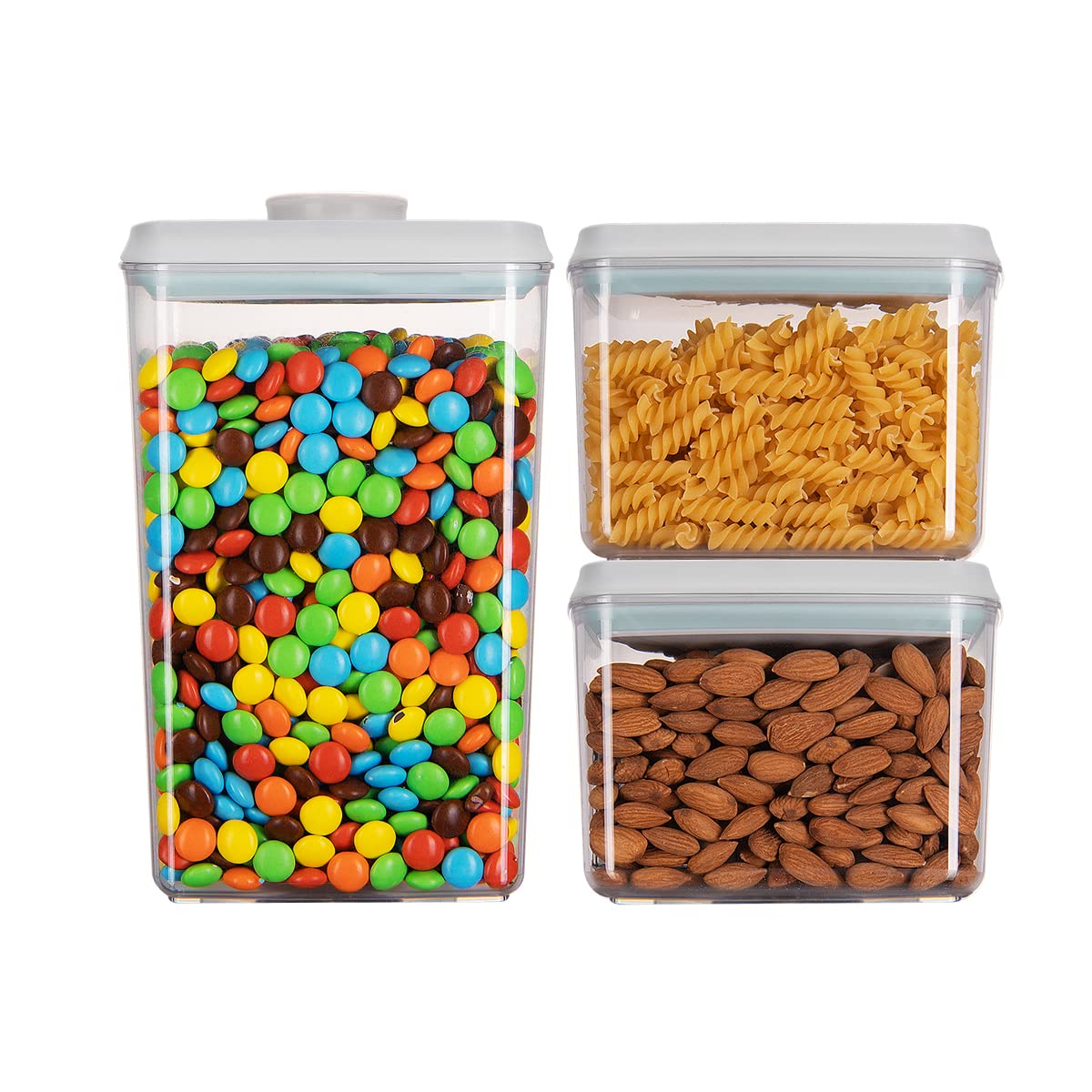 Ankou Airtight Food Storage Containers with Lids - 3 Piece Set (1.2QT, 2.7QT) for Kitchen Pantry Organization | Stackable Cereal, Snack, Sugar & Coffee Containers | Perfect for Meal Prep, Baking & Bulk Food Storage