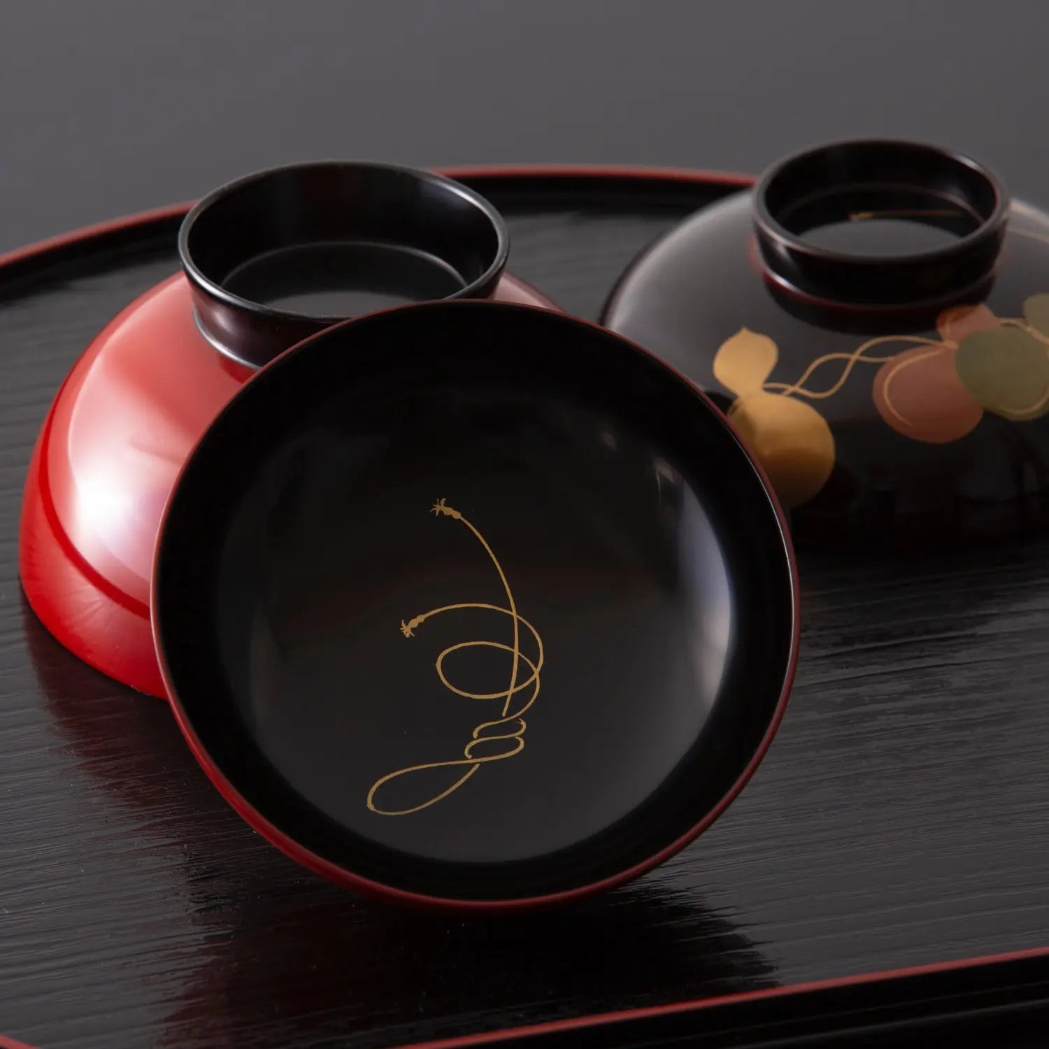 Echizen Shikki Makie Synthetic Resin Couple Soup Bowls Set of 6 - Japanese Lacquerware Gourd Design for Asian Cuisine, Ramen & Special Occasions