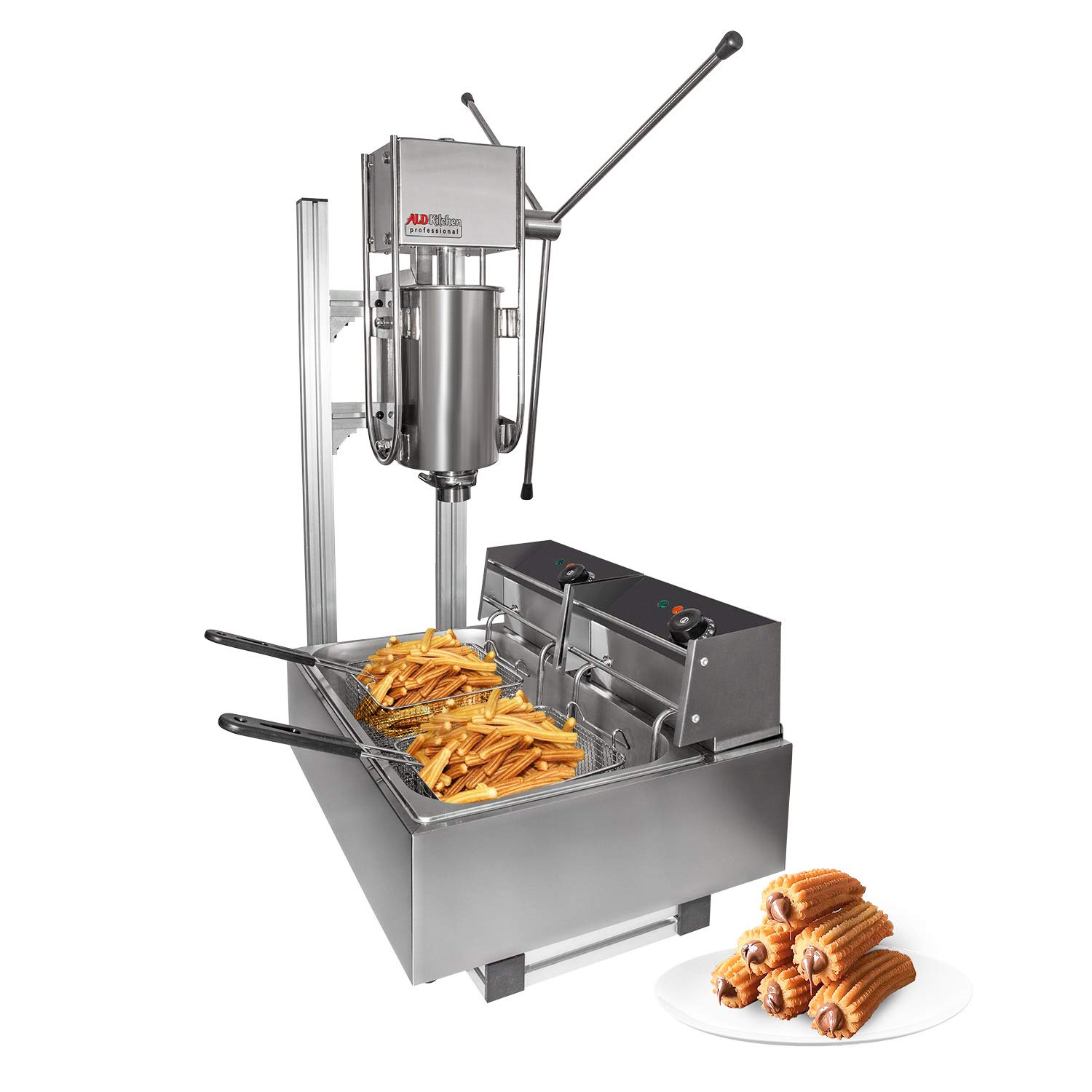 ALDKitchen Churro Maker Machine with Deep Fryer | Professional Spanish Donut Maker for Homemade Churros | Commercial & Home Use | Perfect for Parties, Fairs & Family Gatherings