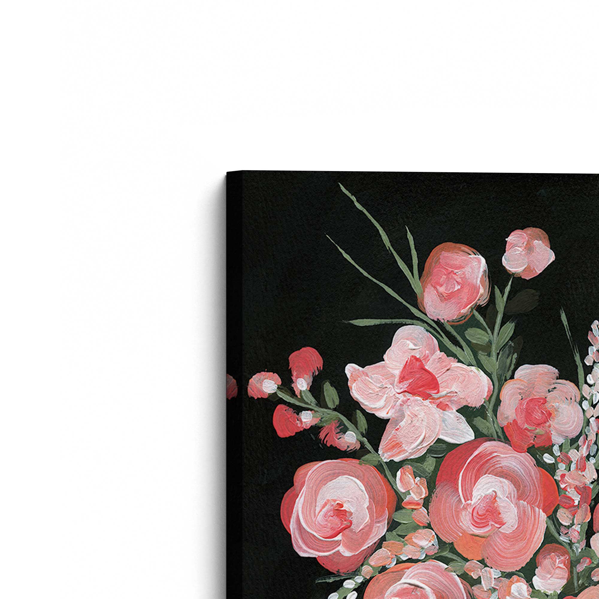 Delicate Coral Blossoms II Canvas Wall Art Print - Tropical Floral Home Decor for Living Room, Bedroom & Office