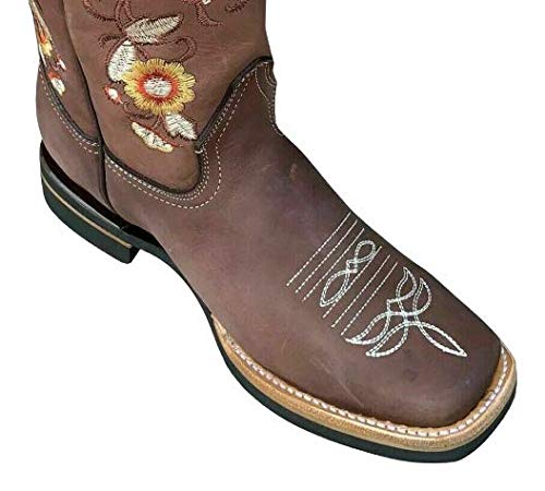 Dona Michi Women's Western Cowgirl Boots - Genuine Leather Square Toe Rodeo Boots for Country Dancing, Horse Riding & Casual Wear