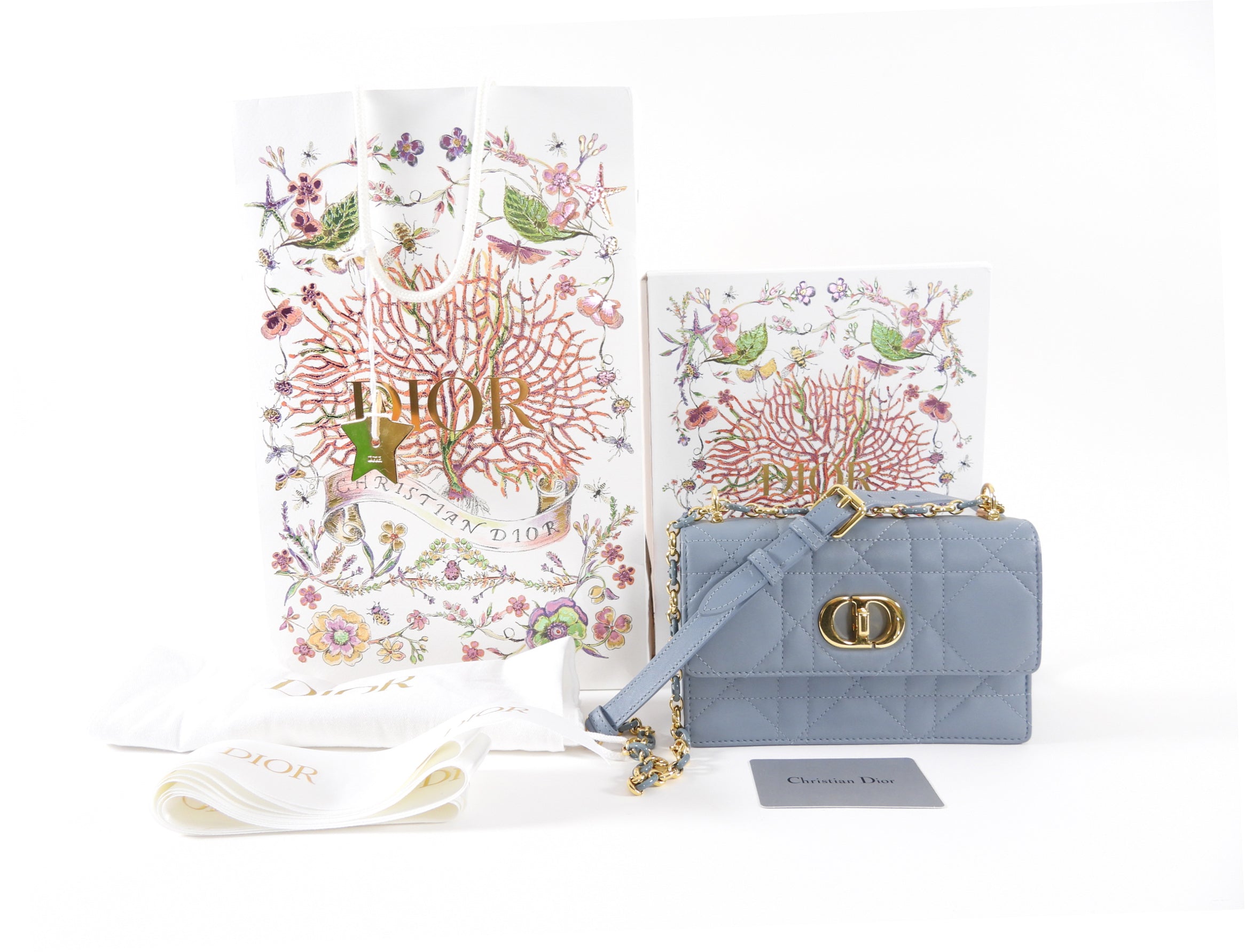 Dior Blue Leather Cannage Miss Caro Mini Chain Bag - Luxury Crossbody Purse for Women | Perfect for Evening Parties, Date Nights & Special Occasions