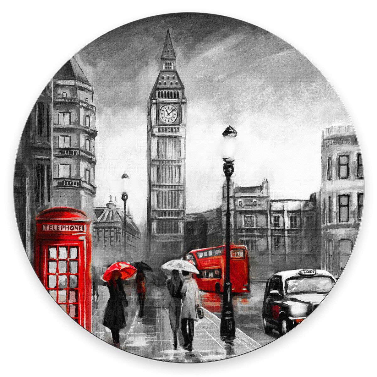 Custom London Street View Oil Painting Print Round Mouse Pad - Non-Slip Rubber Base, Washable, 7.9×7.9×0.12 Inches - Perfect for Office, Gaming & Home Computer Setup
