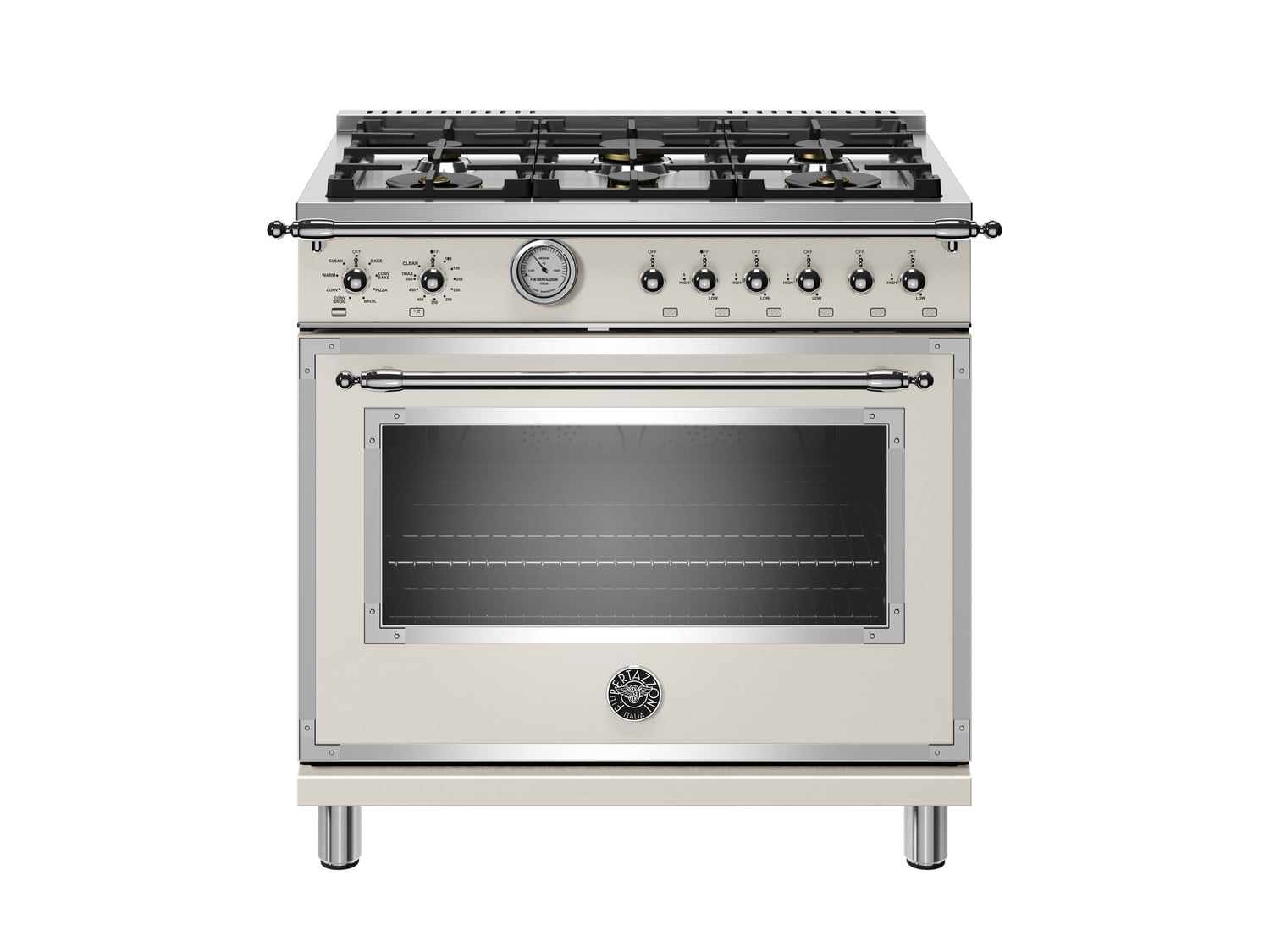 Bertazzoni HERT366GASAVT 36 Inch Professional All Gas Range with 6 Brass Burners in Avorio White - Perfect for Home Chefs & Modern Kitchens