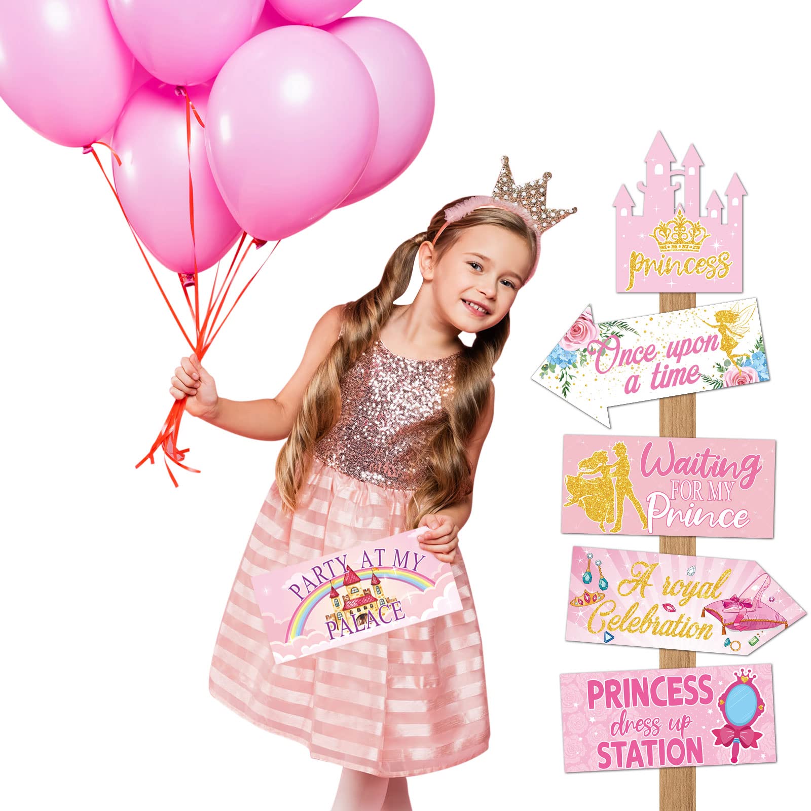 20-Piece Princess Birthday Party Decorations Set - Welcome Sign, Queen Directional Signs & Castle Decor for Girls Birthday, Baby Shower (10 Styles) | Perfect for Princess-Themed Parties, Baby Showers & Royal Celebrations