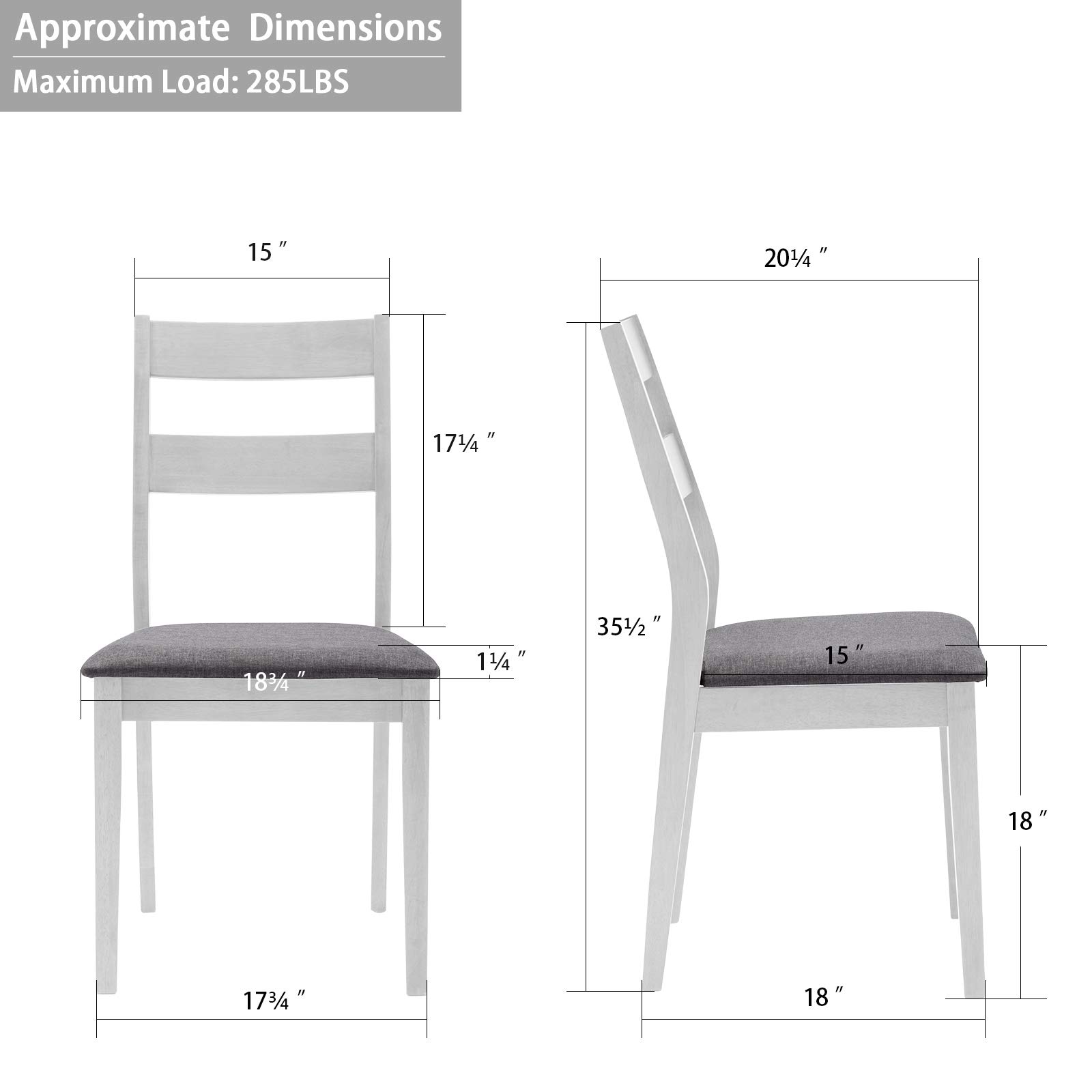 DUHOME 2-Piece Wood Dining Chairs Set - Armless Kitchen & Side Chairs in White - Perfect for Small Spaces, Breakfast Nooks & Modern Dining Rooms