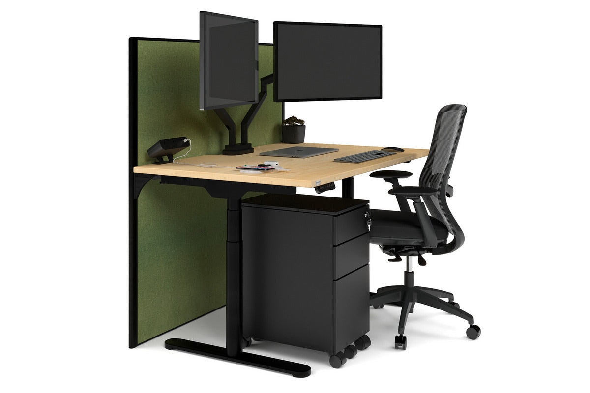 Flexi Premium Height Adjustable Single Workstation Desk - 1200L x 800W with Cable Management Scallop | Ergonomic Standing Desk for Home Office & Workspace