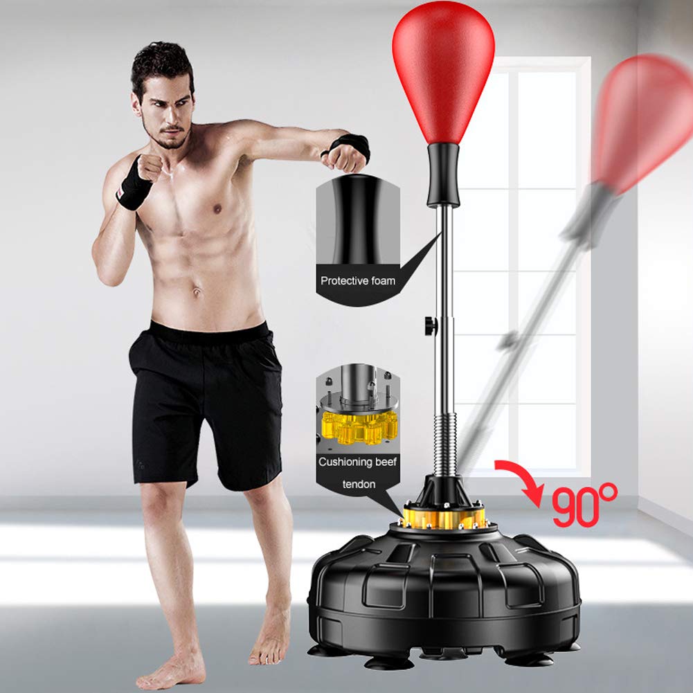 Adjustable Height Punching Bag with Stand - Free Standing Boxing Reflex Ball & Speed Bag Set for Home Gym Workout - Strong Suction Cup Base for Adults & Kids - Perfect for Boxing Training, Fitness Exercises & Stress Relief
