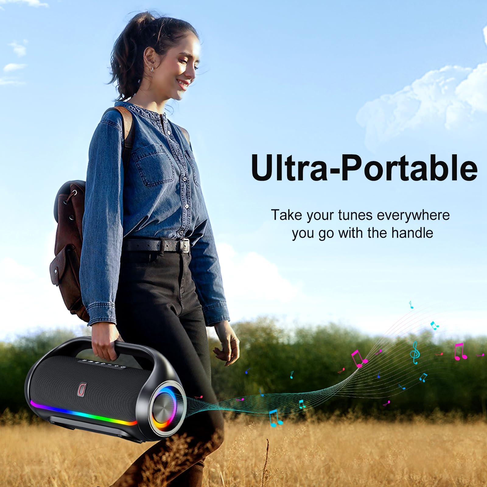 Portable Bluetooth Speaker with 2 Wireless Microphones - Karaoke Machine & PA System for Home Parties, Outdoor Gatherings - Built-in Disco Lights, USB/AUX/TWS Connectivity - Perfect for Family Singing, Birthday Celebrations and Camping Entertainment