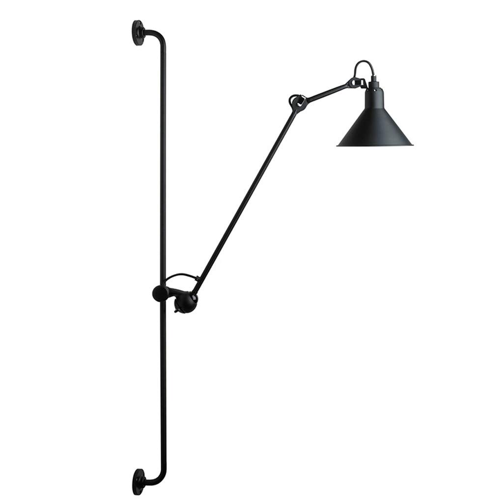 Industrial Retro Swing Arm Wall Sconce - Adjustable Long Pole Plug-in Wall Lamp for Bedroom, Vanity & Reading Nook - Black Finish - Perfect for Bedside Lighting, Home Office & Dorm Room Decor