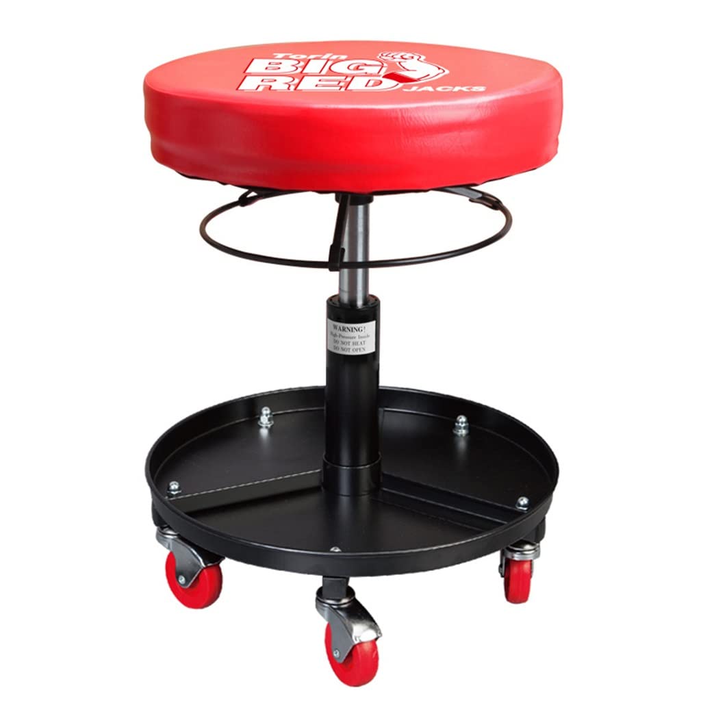 Adjustable Height Pneumatic Mobile Rolling Garage Stool with Equipment Tray & 5 Casters (54cm-42cm) - Perfect Mechanic Roller Seat for Auto Repair, Workshop & DIY Projects