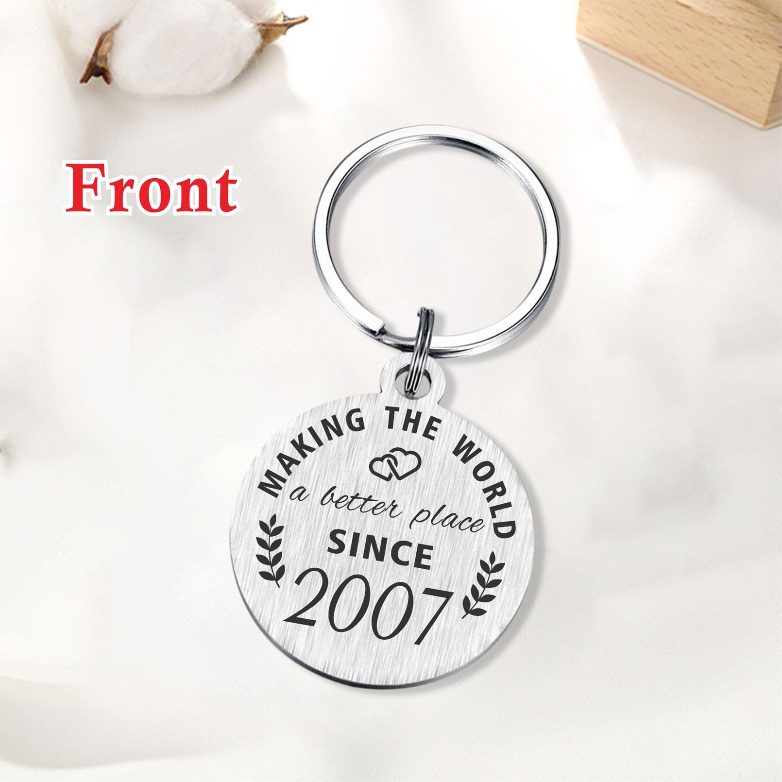 ABNTY 18th Birthday Keychain Gift for 2007 Born - Personalized Turning 18 Present for Women & Men | Perfect 18th Birthday Party Favors, Graduation Gift, Milestone Keepsake