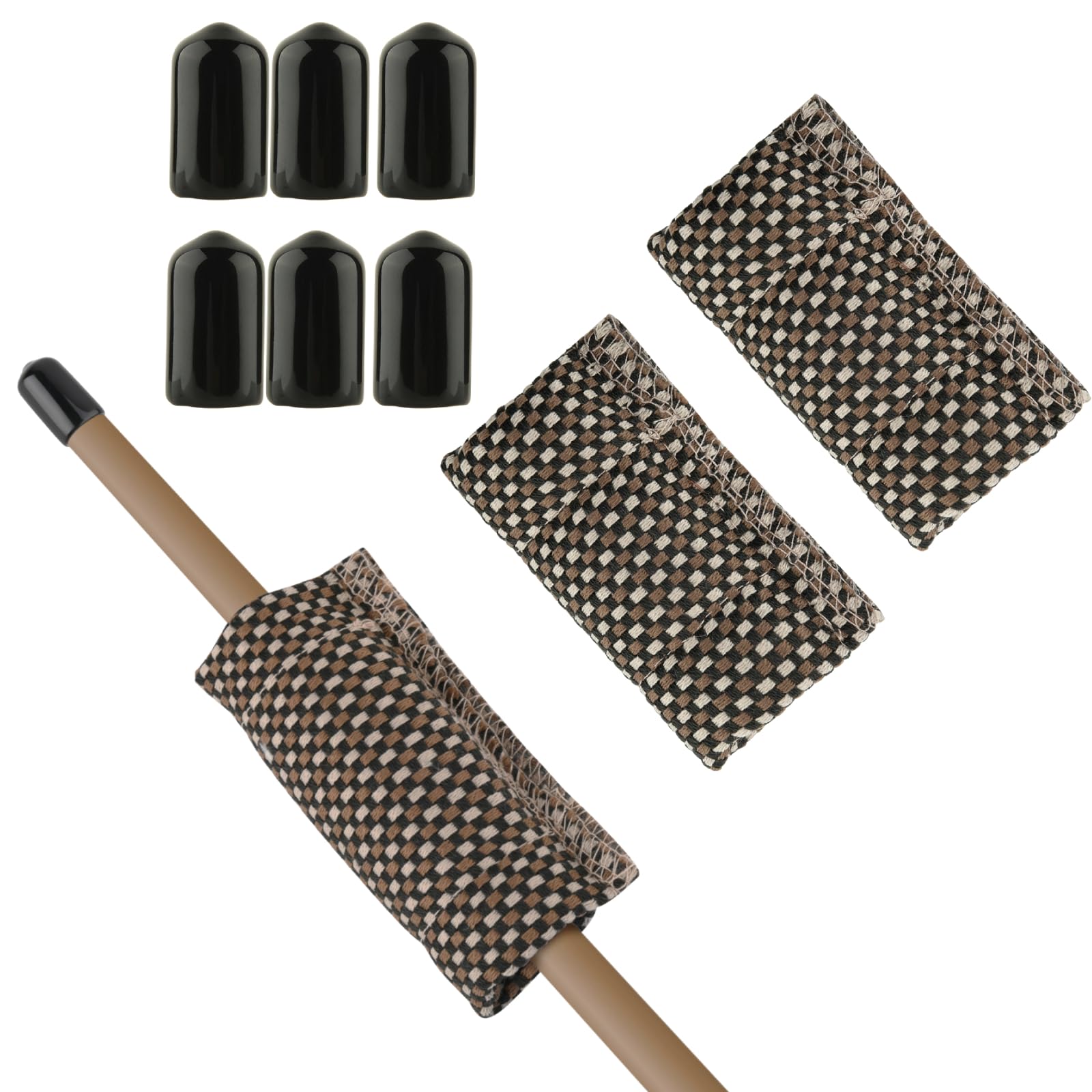 3-Piece Billiard Pool Cue Shaft Cleaner & Polisher Set with 6 Rubber Tip Protectors (10mm) - Professional Snooker & Pool Stick Maintenance Kit for Enhanced Game Performance