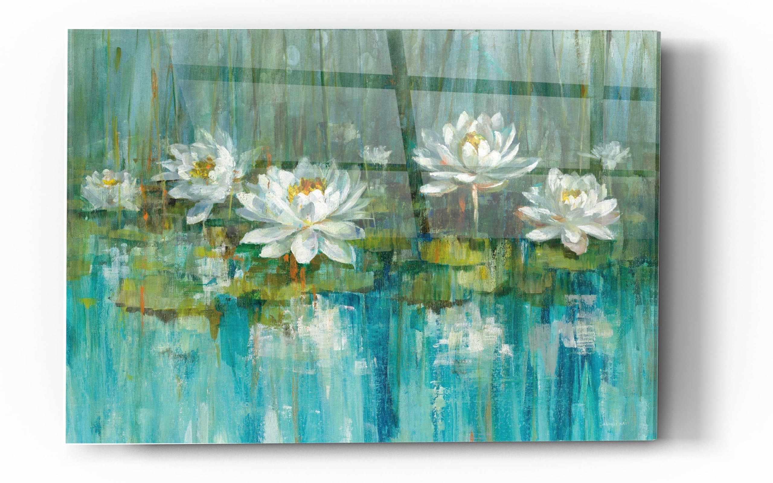 Danhui Nai 'Water Lily Pond' Acrylic Glass Wall Art - 24x36 Inch Modern Home Decor for Living Room, Bedroom & Office