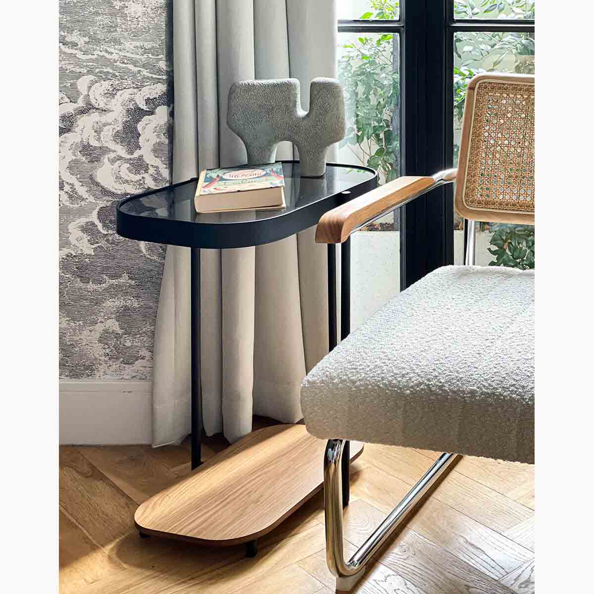 Elegant Glam Rectangular Side Table - Modern Nightstand for Bedroom, Living Room & Office - Stylish Accent Table with Gold Metal Frame & Glass Top
